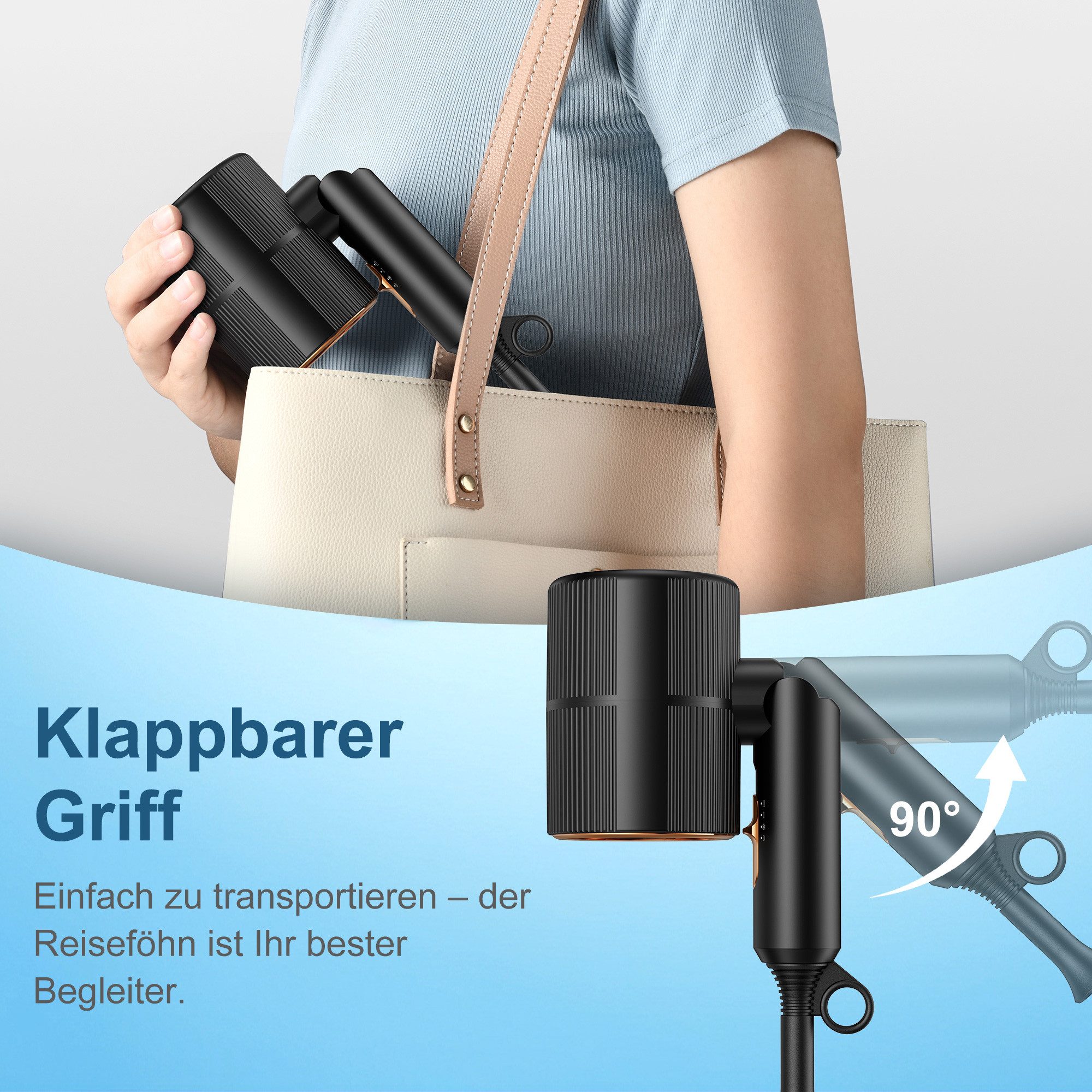 Fyrove Haartrockner Haartrockner Föhn,2026 Haartrockner Ionen mit Diffusor, 2400 W, Konzentrator-Düse, 2400 W, Turbo-Ultra-Leise-Motor, föhn 4-in-1, 4, Heiz&2 G – Bild 5 von 5