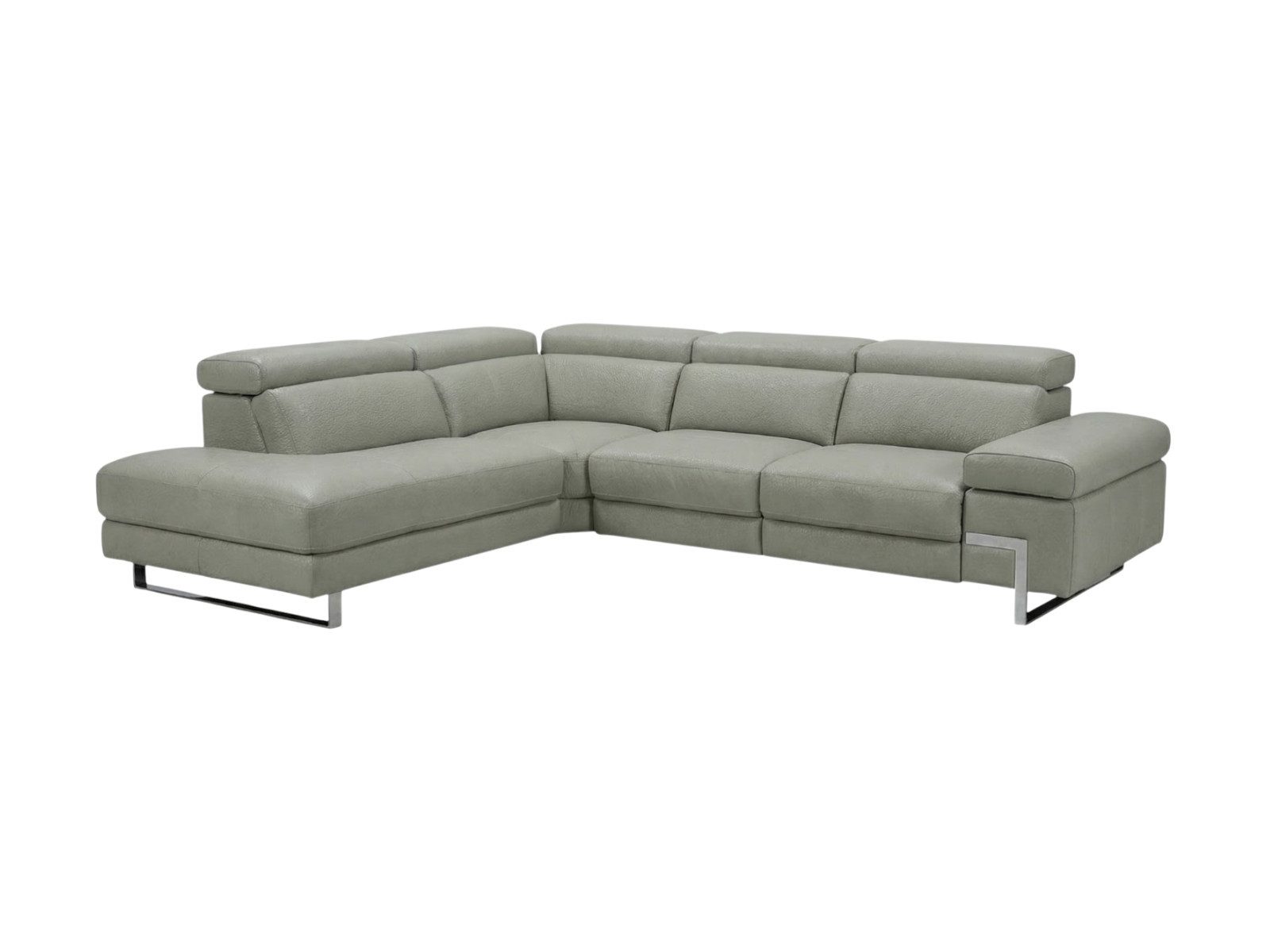 Villa Möbel Ecksofa Opera, L-Form 1 Teile, Echtleder-Ecksofa mit Kopfteilverstellung fürs Wohnzimmer