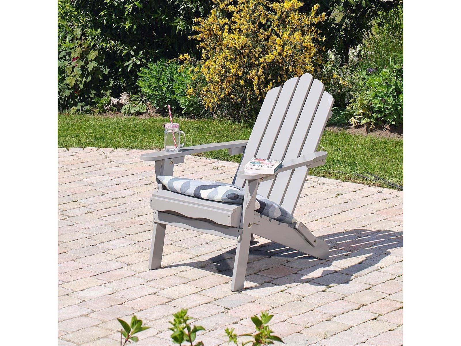 Green Spirit Gartenstuhl Gartensessel Adirondack Chair Ben in lichtgrau (Set), klappbar, Maße: 73x87x91cm