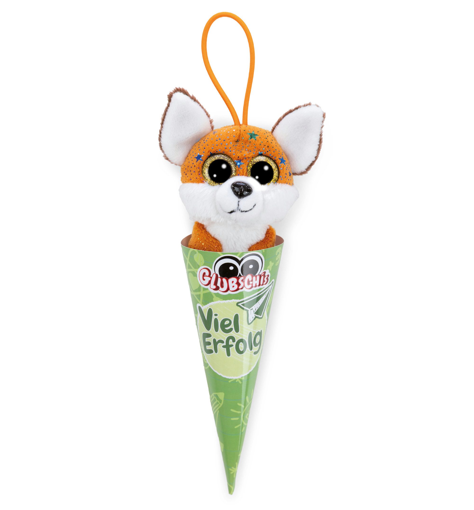 Nici Schultüte Glubschis Kuscheltier Anhänger 9 cm Fuchs Nox Schlüsselanhänger, als Back to School Geschenk, mit großen Glitzeraugen