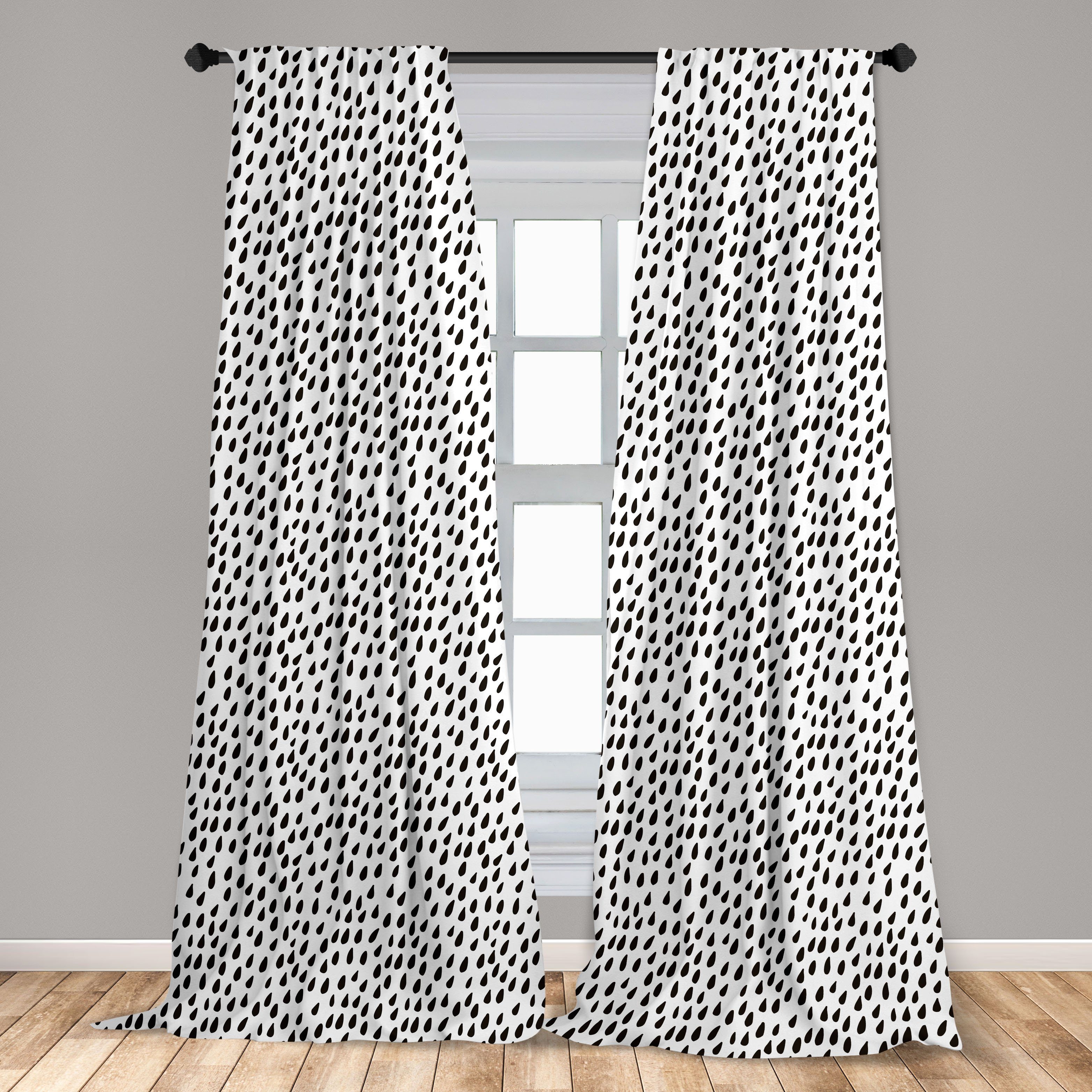 Gardine Vorhang für Wohnzimmer Schlafzimmer Wasser Regen Microfaser, Regentropfen Dekor, Monochrome Abakuhaus