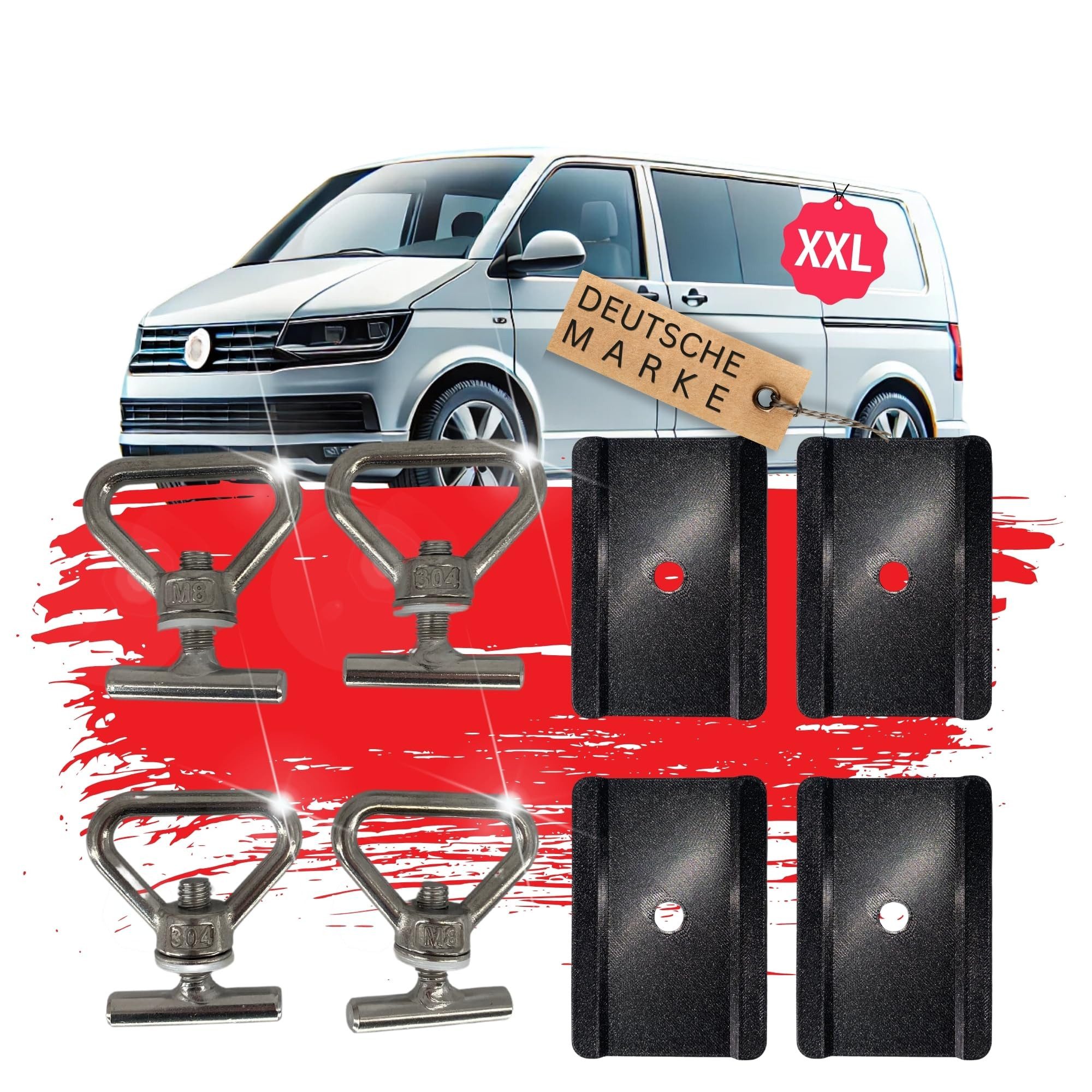 TronicXL Öse 4 Zurrösen 4 Platten kompatibel mit VW T5 T6 T6.1 Ladungssicherung