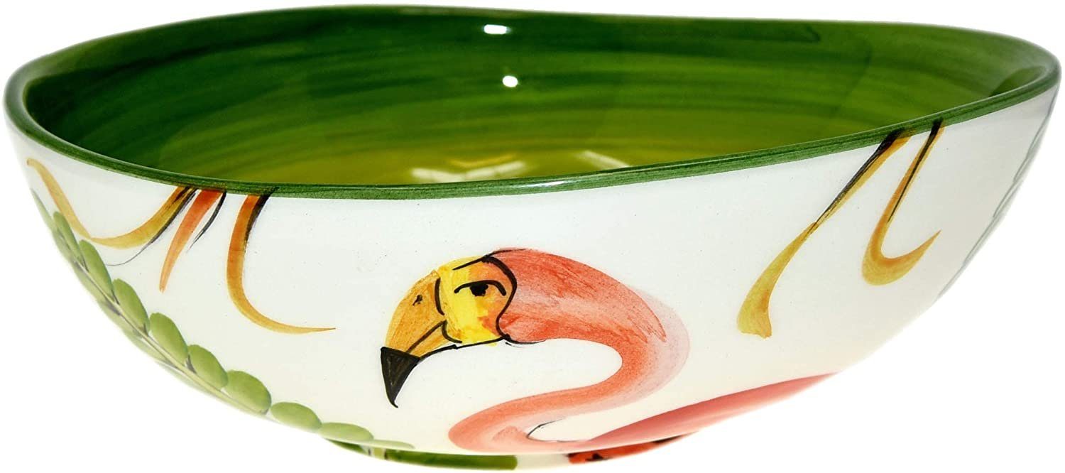 Lashuma Servierschüssel Flamingo, Keramik, (1-tlg), Italienische  Salatschüssel rund Ø 20 cm