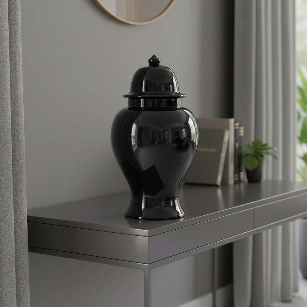 Signature Home Collection Dekovase (1 Stück, 1 St., 1 Keramikvase mit Deckel), Handgefertigte Keramik aus Italien
