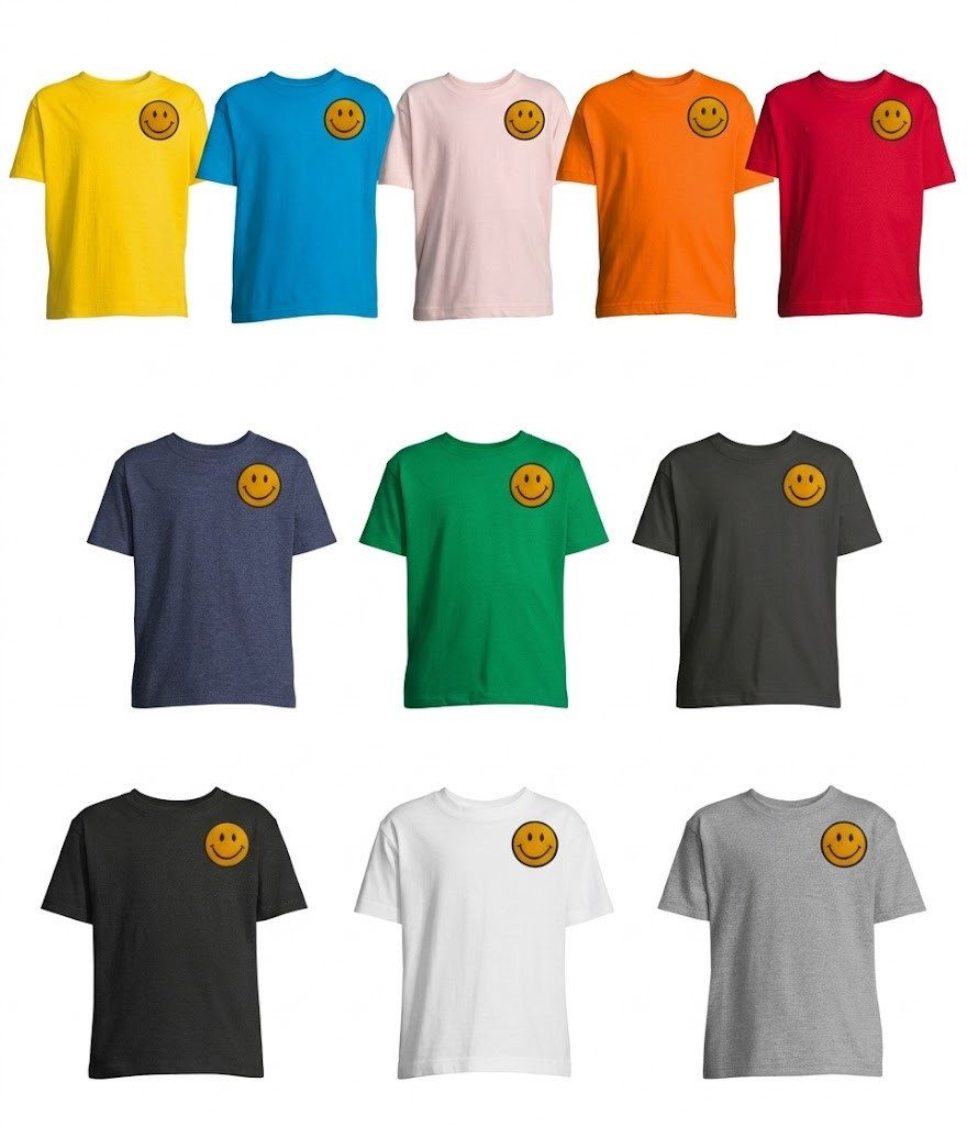 Blondie & Brownie T-Shirt Kinder Smiley Patch Shirt Retro Emoji Freizeit Baumwolle Trendy Design (Einzelstück, Einzelartikel) HappyIcon Freizeitshirt Kinder