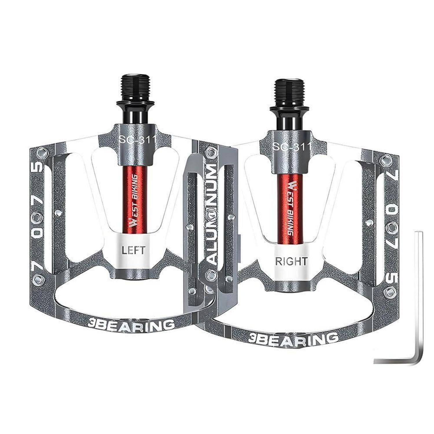 LuxusKollektion Plattformpedale MTB Pedale Aluminium Flach Silber 3 Lager