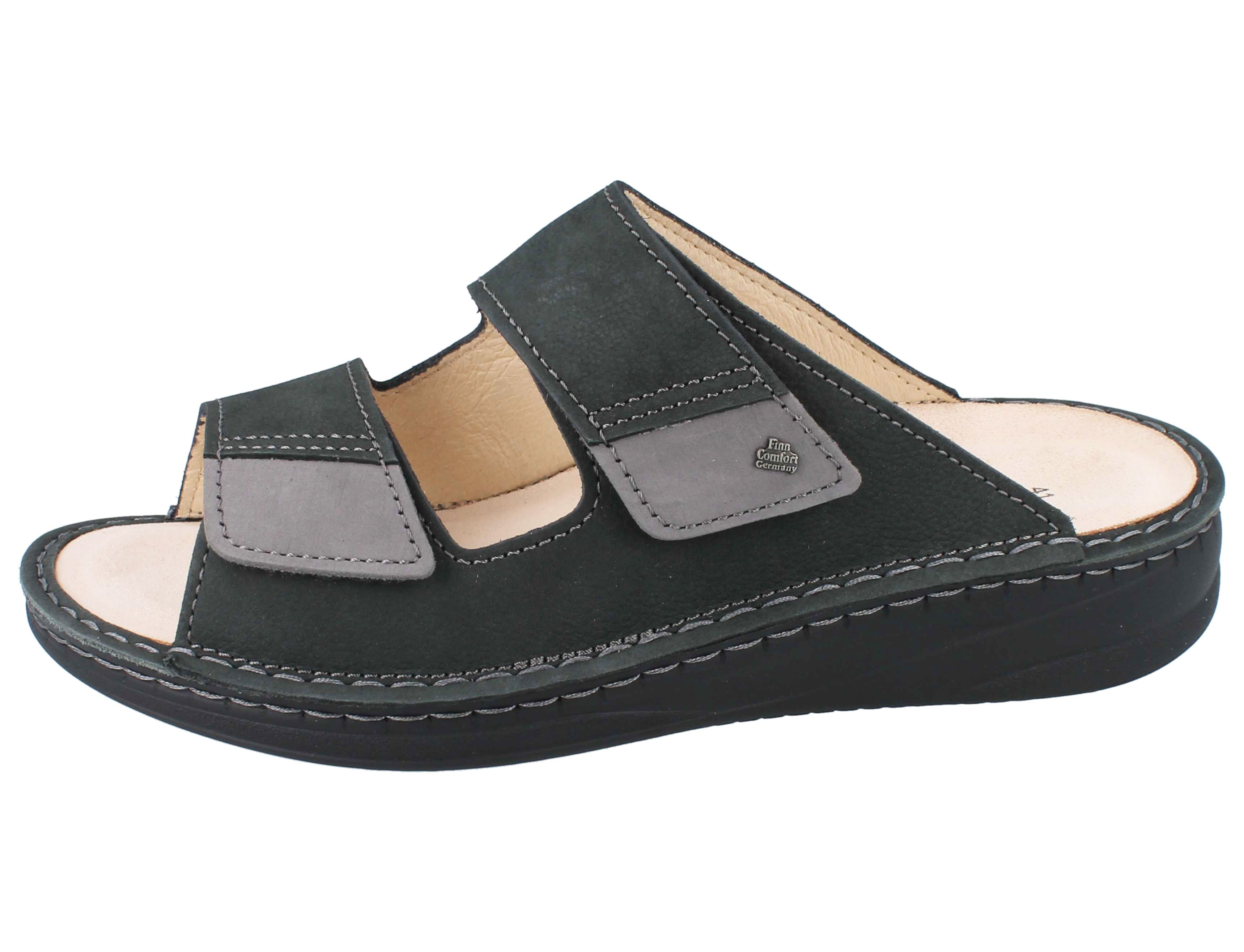 Finn Comfort FINN COMFORT Psara Herren Pantolette grau grigio Nubukleder - Größe: Hausschuh Wechselfußbett