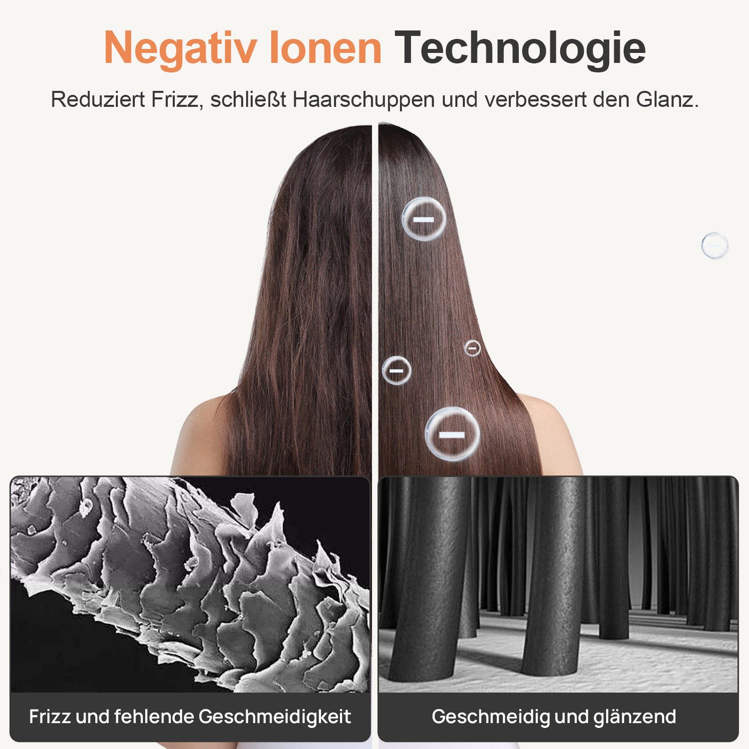 MCURO Ionic-Haartrockner Kompakter Ionen Föhn mit Tasche, 1600 W, Konzentrator Düse & Diffusor-Option, Haartrockner leicht & kompakt, für Reise, Fitness oder Bü – Bild 5 von 5