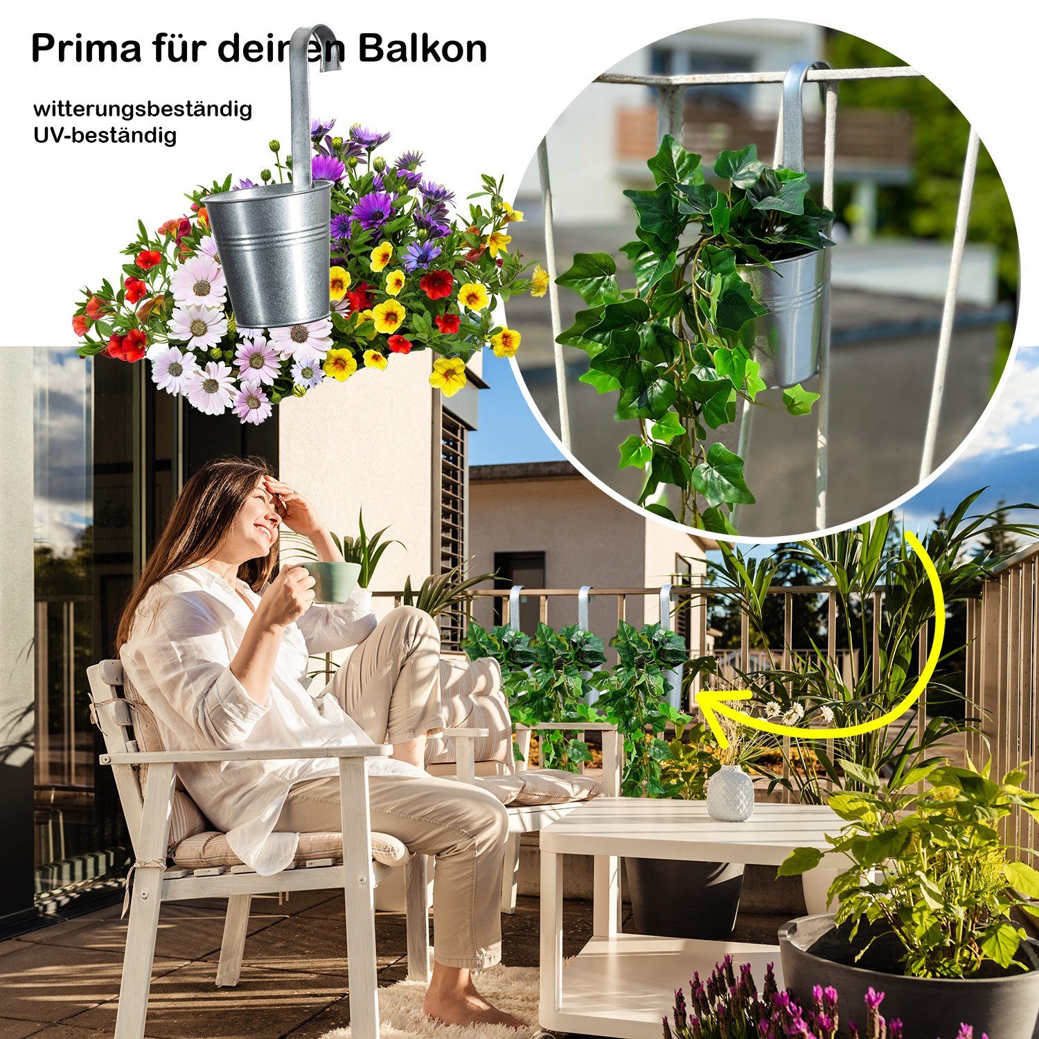 BigDean Blumentopf »3x Silber Balkontöpfe hängend Kräutertöpfe Haken  Hängetöpfe Zink« (3 St) online kaufen | OTTO