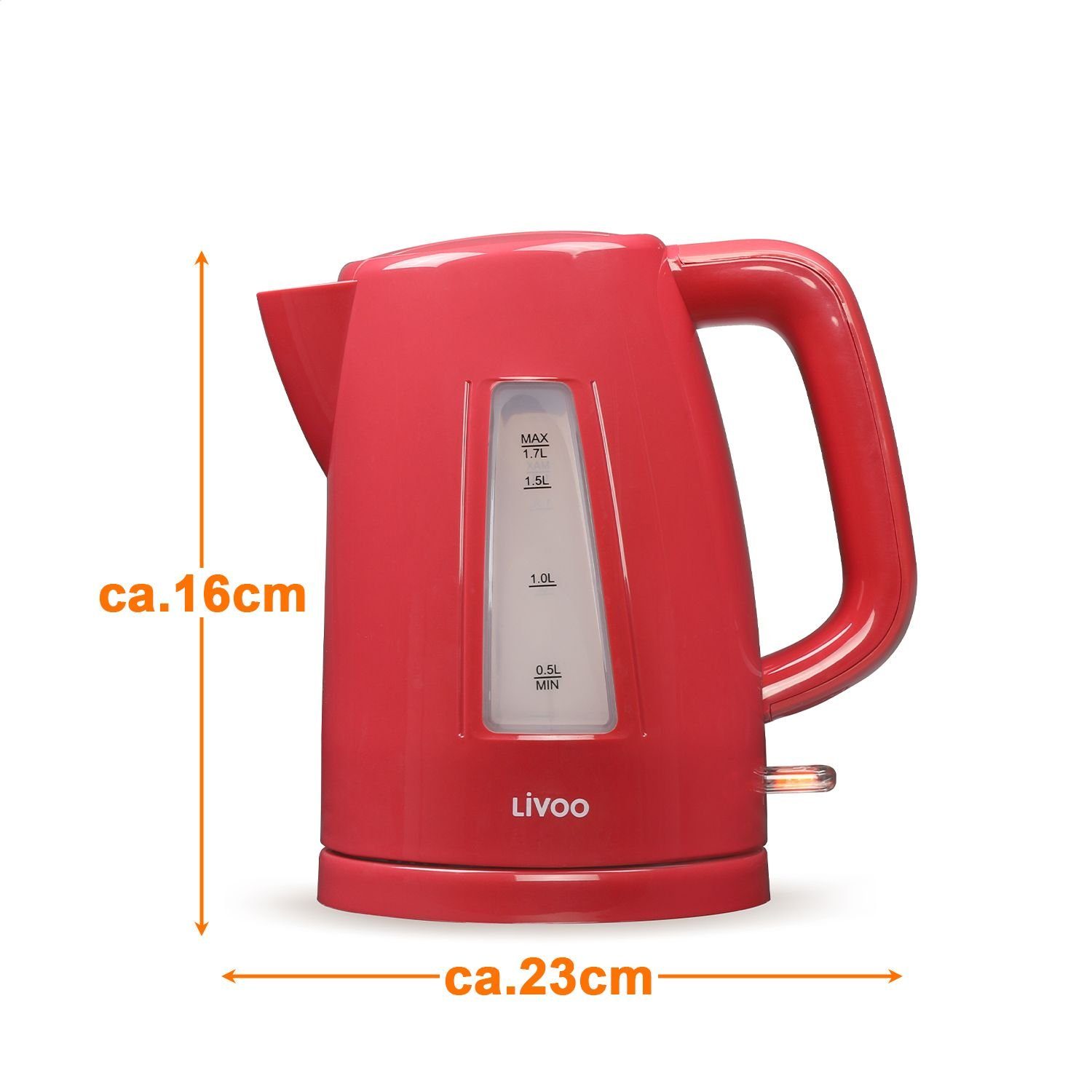Filter LIVOO Basis Füllstandsanzeige Wasserkocher Wasserkocher 360° LIVOO rot DOD184R