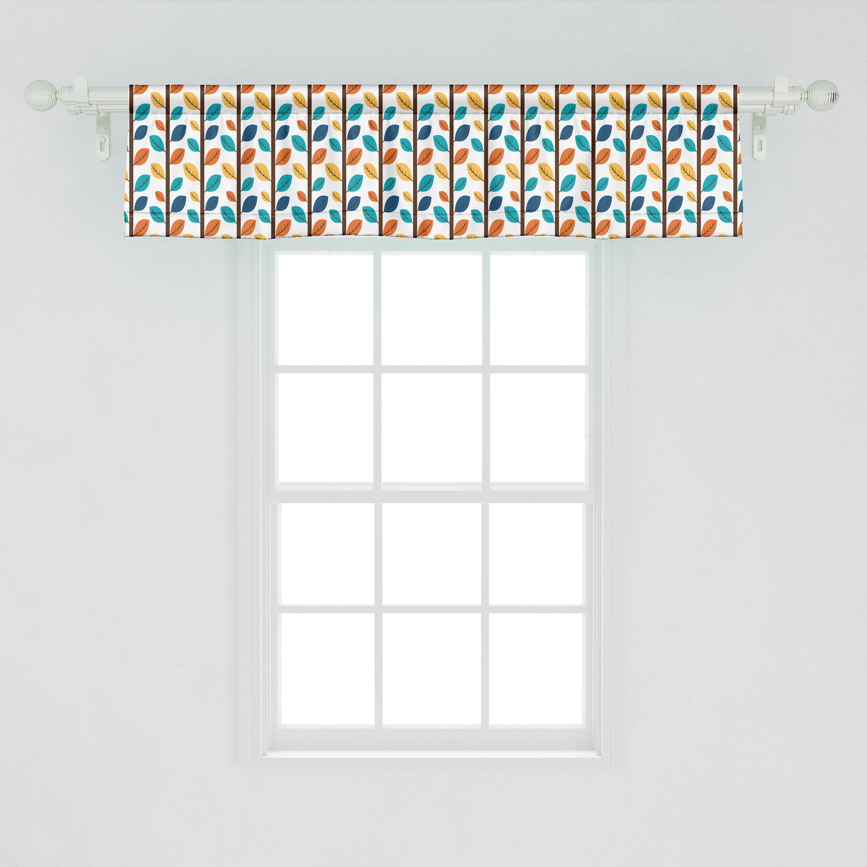 Scheibengardine Vorhang Volant für Küche Schlafzimmer Herbst Baumzweige Vertikal Abakuhaus, Stangentasche, Dekor Kunst mit Microfaser
