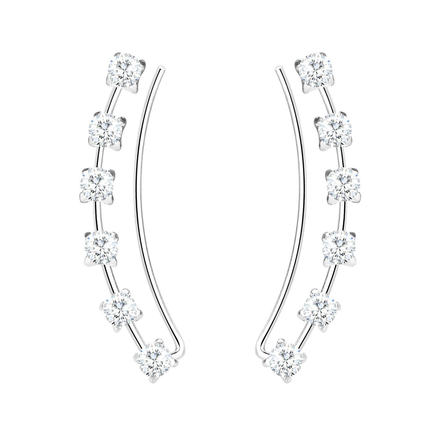 Ohrklemme 925 Silber Ohrringe Zirkonia Steine Ohrklemme Ohrmanschette Lang Damen