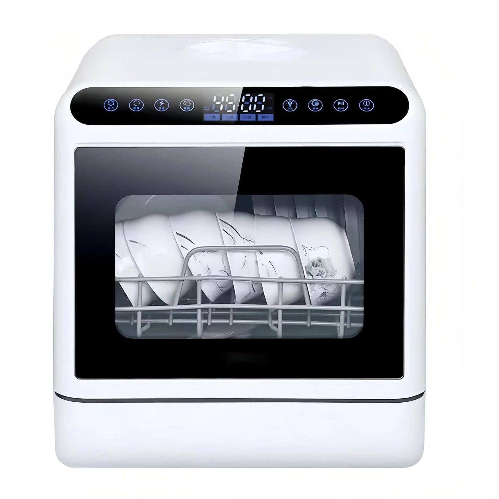 OKWISH Tischgeschirrspüler Mini Geschirrspüler Spülmaschine mit 5L Wassertank ohne Wasseranschluss T18, mit 6 Programme Auto-Trocknung Spülmaschine für Hausküchen Wohnungen