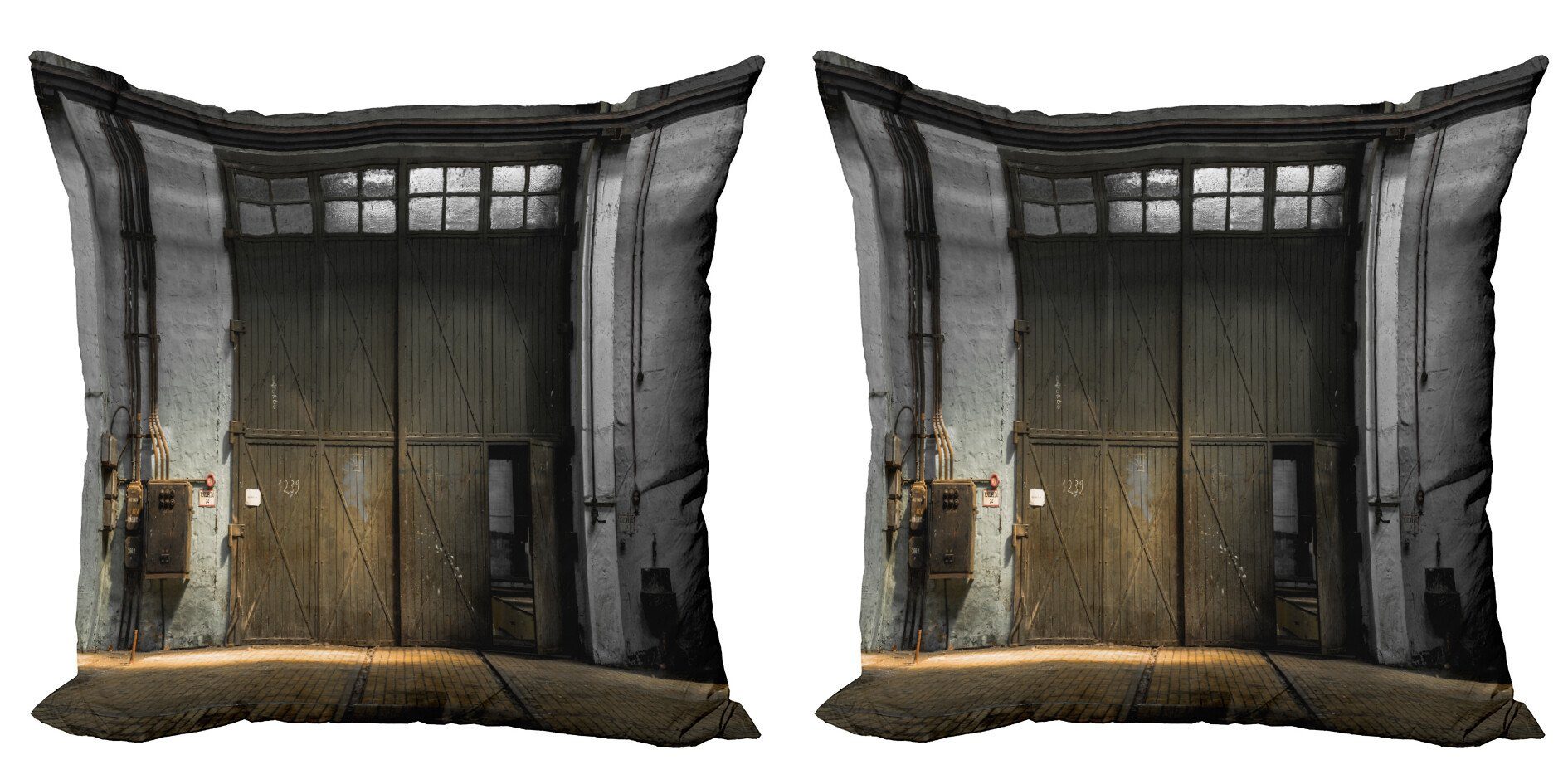 rostige Abakuhaus (2 Kissenbezüge Digitaldruck, Stück), Tür Accent Gebrochene industriell Doppelseitiger Modern