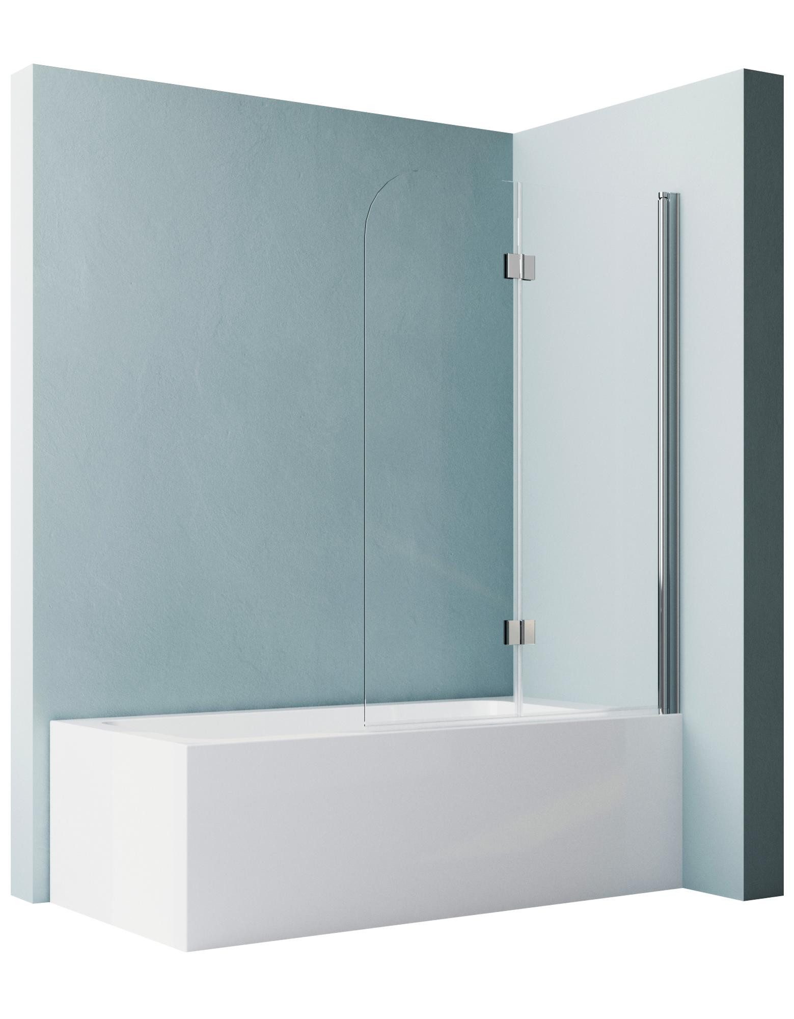 Badewannenaufsatz Badewannenfaltwand Duschwand für Badewanne 2 teilig faltbar Chrom