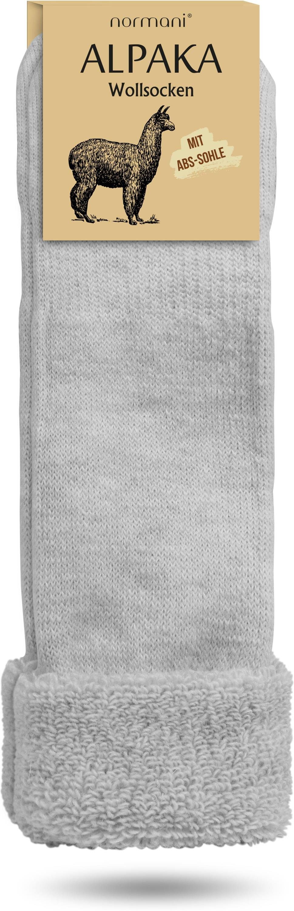 normani ABS-Socken Alpaka-Wollsocken hochwertige mit ABS-Druck Alpaka-Wolle Paar) (1 Hellgrau