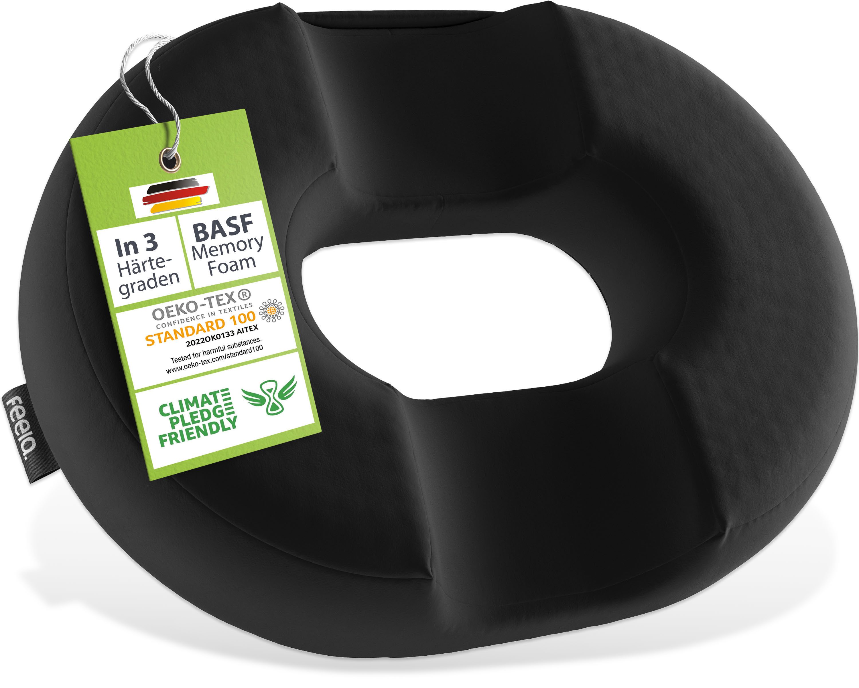 feela Sitzkissen Orthopädischer Sitzring – entlastet Steißbein & Becken beim Sitzen, Ideal nach OP, Schwangerschaft & bei Hämorrhoiden – mehr Komfort