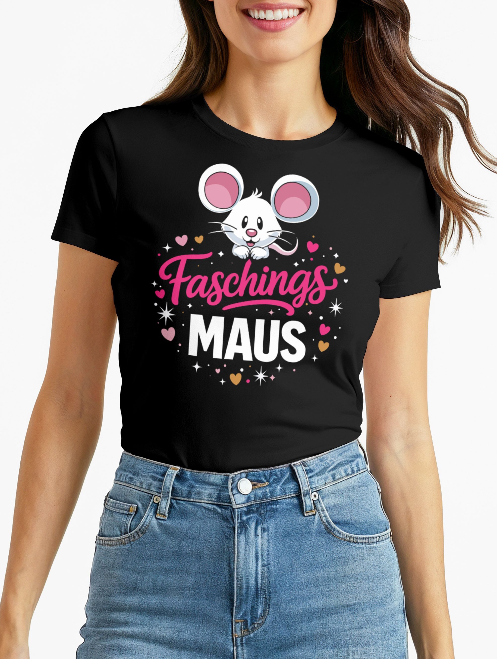 MoonWorks Print-Shirt Damen T-Shirt - Faschingsmaus Karnevalsmaus - Kostüm- günstig online kaufen