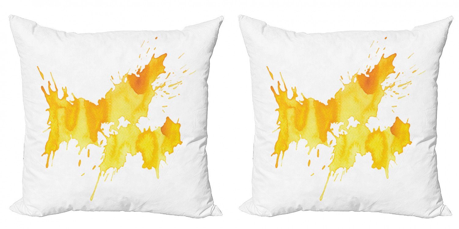 Kissenbezüge Modern Accent Doppelseitiger Digitaldruck, Abakuhaus (2 Stück), Gelb und Weiß Farbklecks