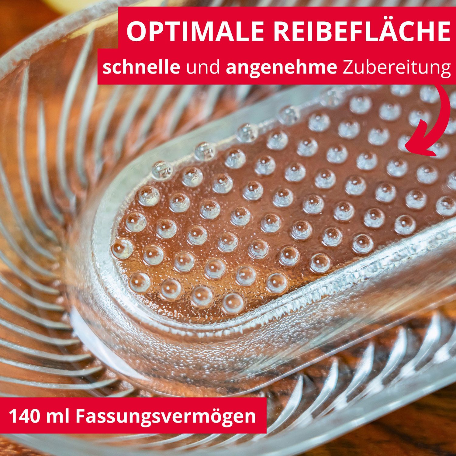 WESTMARK Multireibe / Apfelreibe, Fassungsvermögen: 140 ml, Glas, Transparent, Glas, ideal für Babynahrung/Müsli