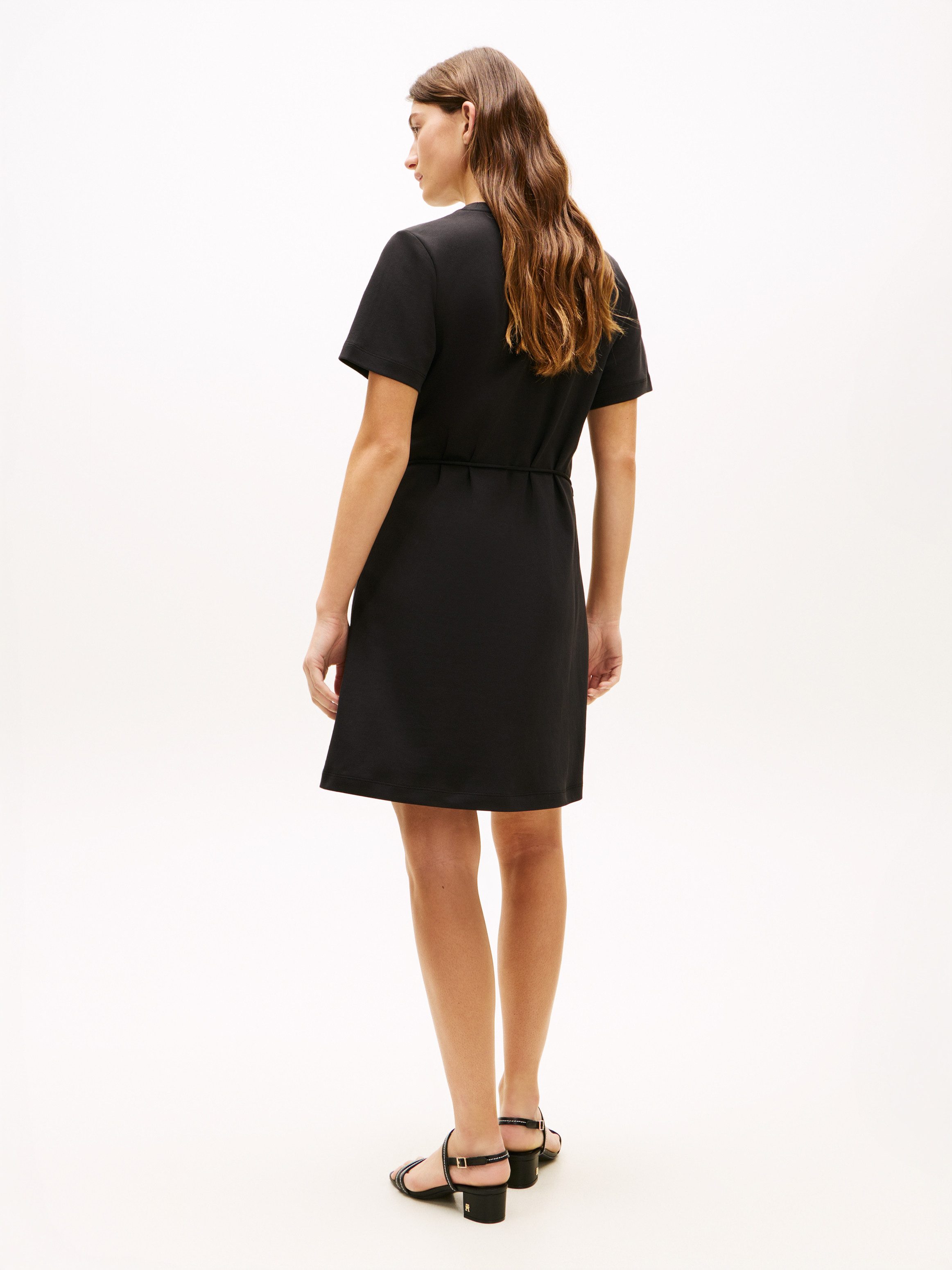 Tommy Hilfiger Shirtkleid INTERLOCK T-SHIRT SHORT SLEEVE DRESS mit Bindegürtel, knielang