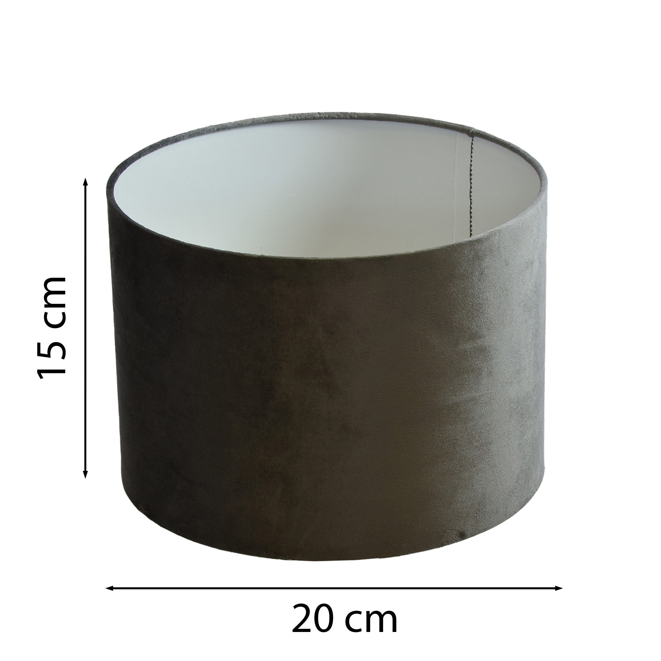 B&S Lampenschirm Lampenschirm Ø 20 x 15 cm dunkelgrau Velour Zylinderförmig günstig online kaufen