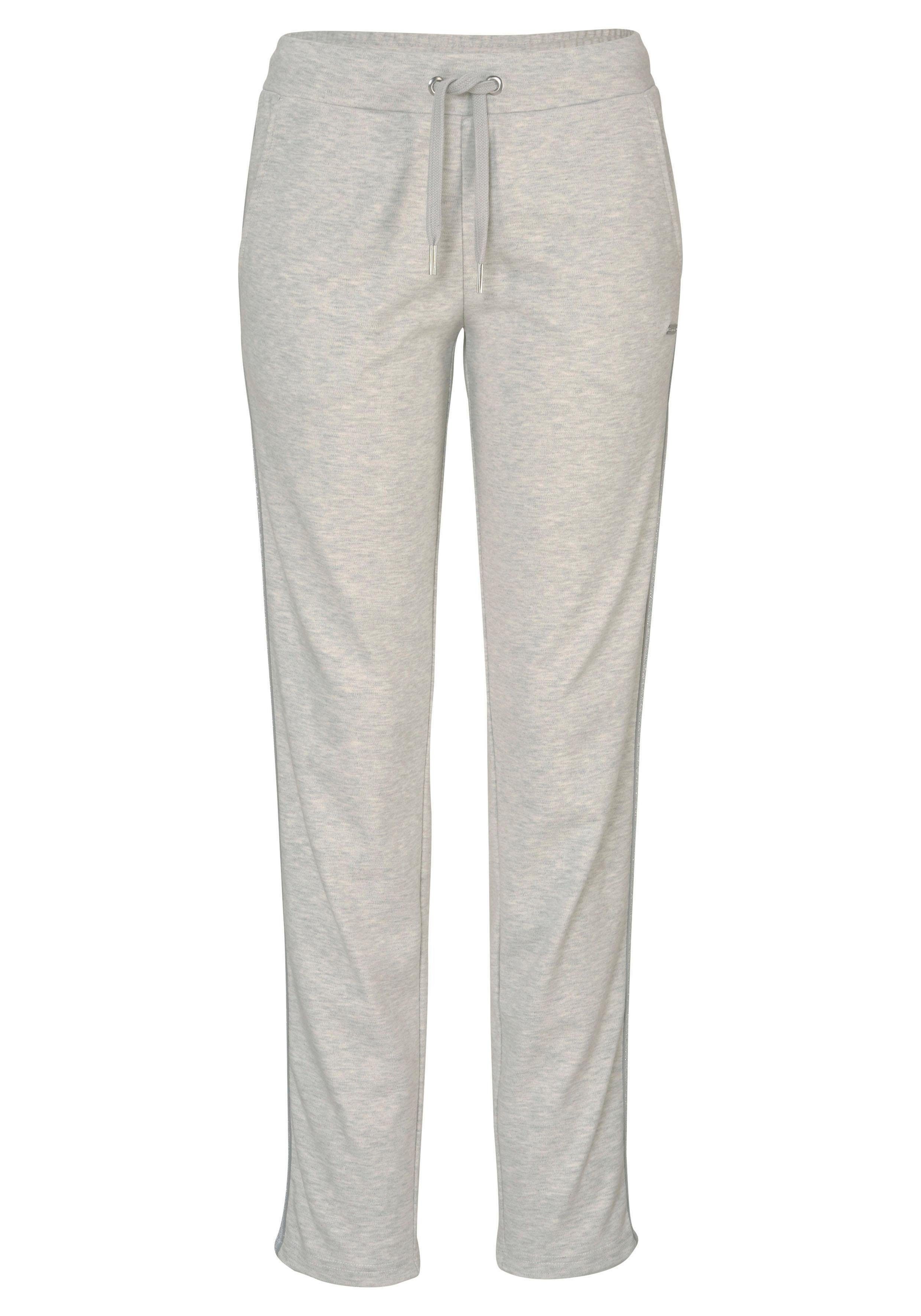 hellgrau Loungeanzug Metallic-Streifen, Loungewear mit Bench. Loungewear, Homewearhose