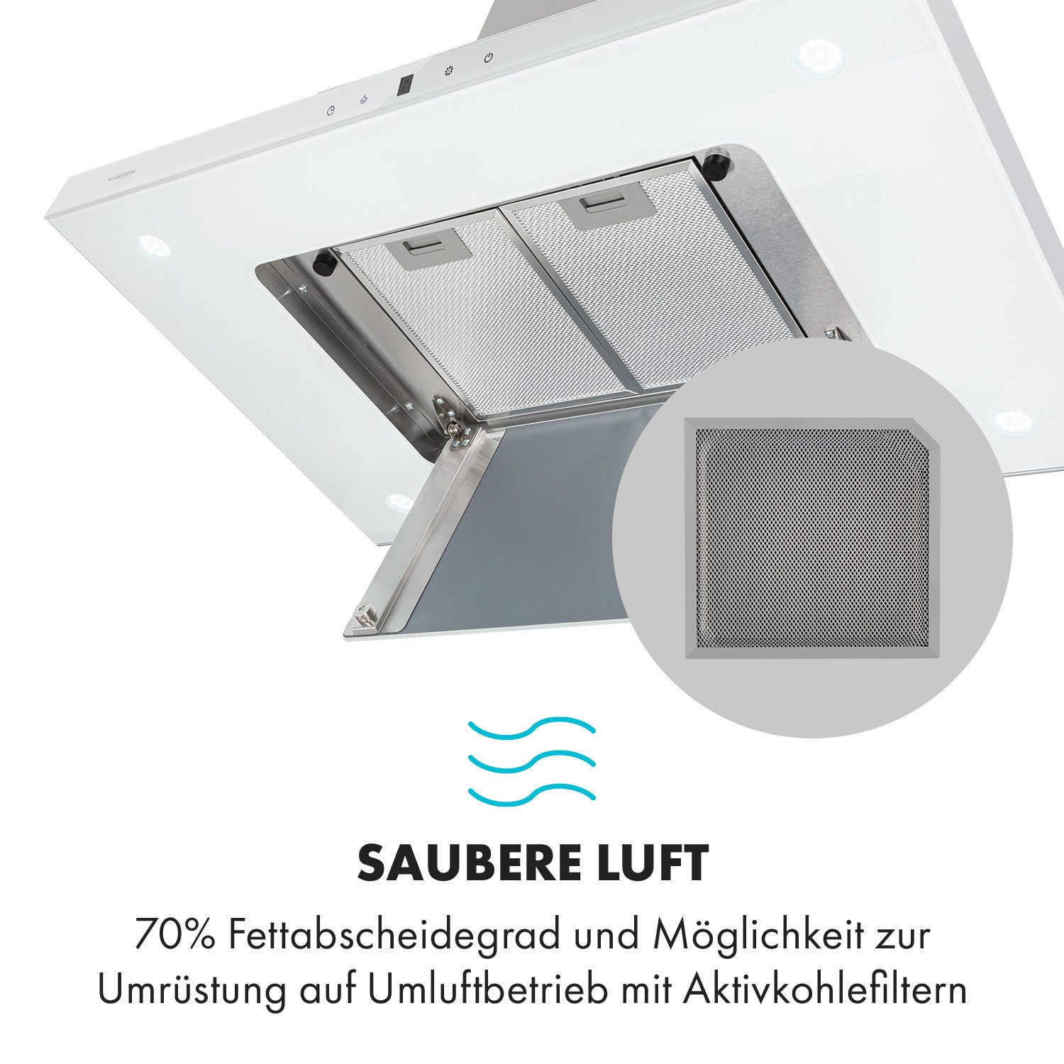 Klarstein Deckenhaube Valeria Inselabzugshaube Dunstabzugshaube Umluft Abluft – Bild 4 von 5