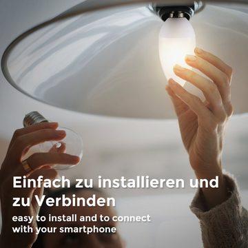 B.K.Licht LED-Leuchtmittel, E14, 4 Stück, Warmweiß, Smart Home LED-Lampe RGB WiFi App-Steuerung dimmbar Glühbirne 5,5W 470 Lumen