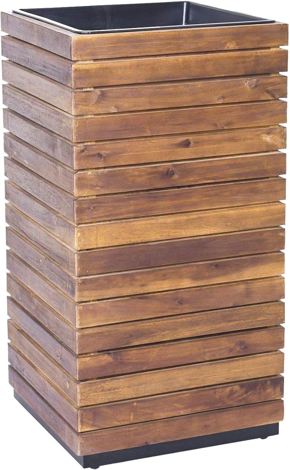 VIVANNO Плантатор Holz BLOCK Säule - Braun Gestreift (1 St), 43x43x80 cm