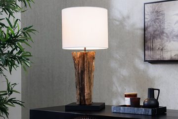 riess-ambiente Tischleuchte PERIFERE 60cm natur / weiß, Ein-/Ausschalter, ohne Leuchtmittel, Wohnzimmer · Massivholz · Baumwolle · mit Lampenschirm · Handarbeit