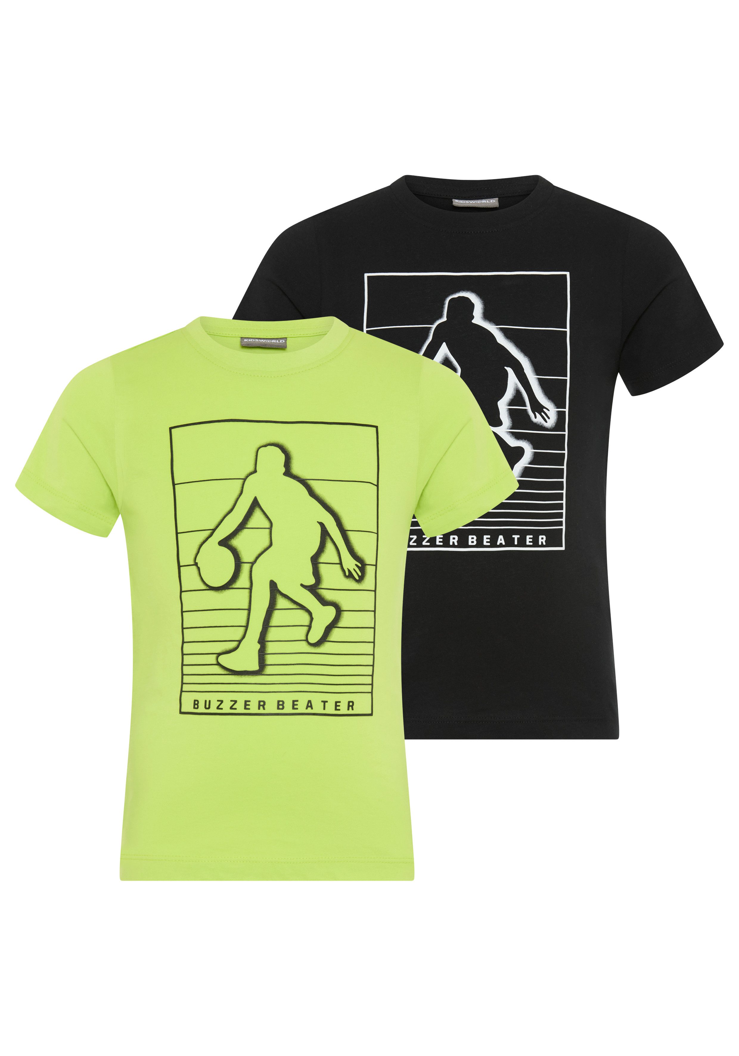 KIDSWORLD T-Shirt 2er Pack T-Shirts Basketball (Packung, 2) sportlicher Stil, Kurzarm, bedruckt, aus Baumwolle. € 16,99, (€ 8,50 pro 1 Stk).