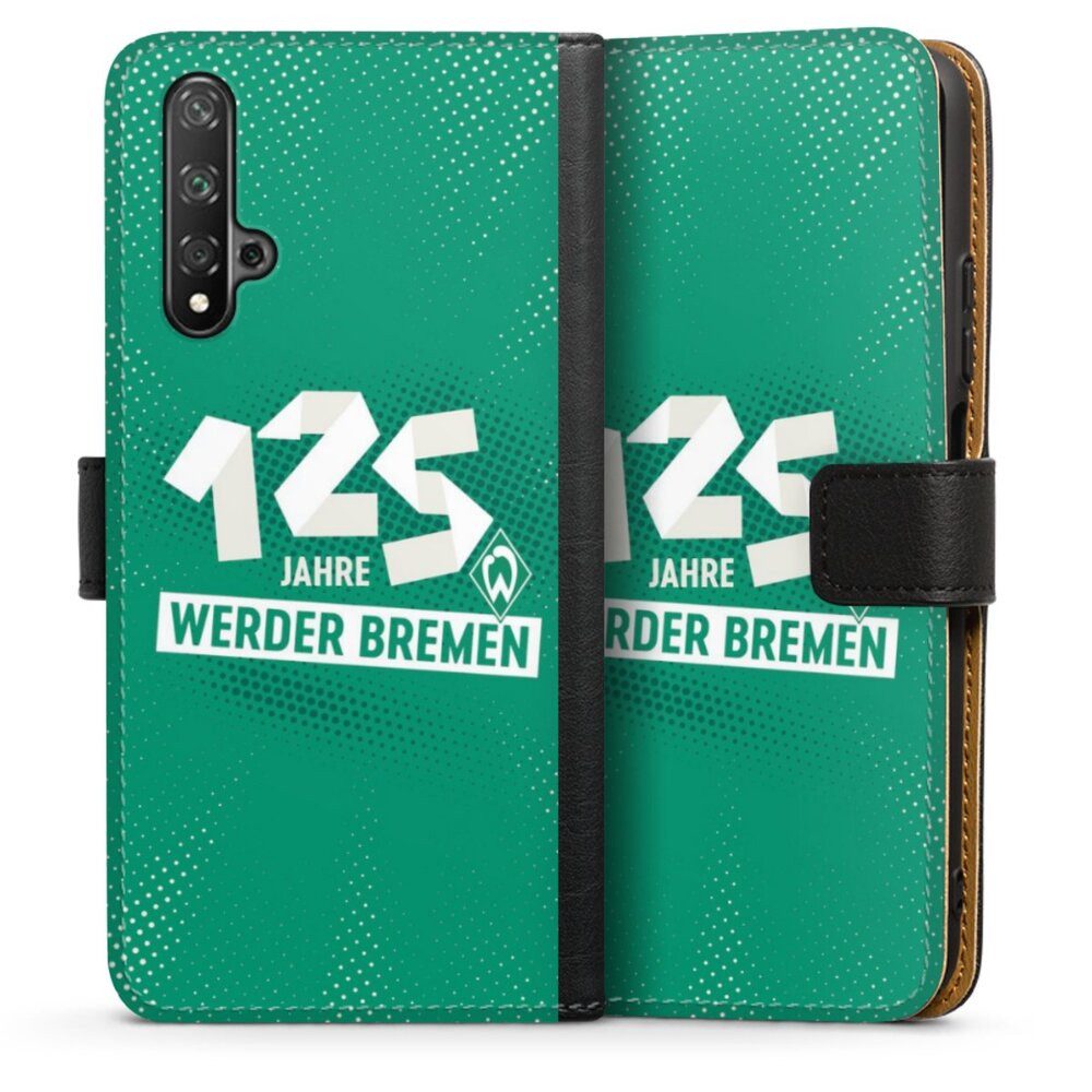 DeinDesign Handyhülle 125 Jahre Werder Bremen Offizielles Lizenzprodukt, Huawei Nova 5T Hülle Handy Flip Case Wallet Cover Handytasche Leder