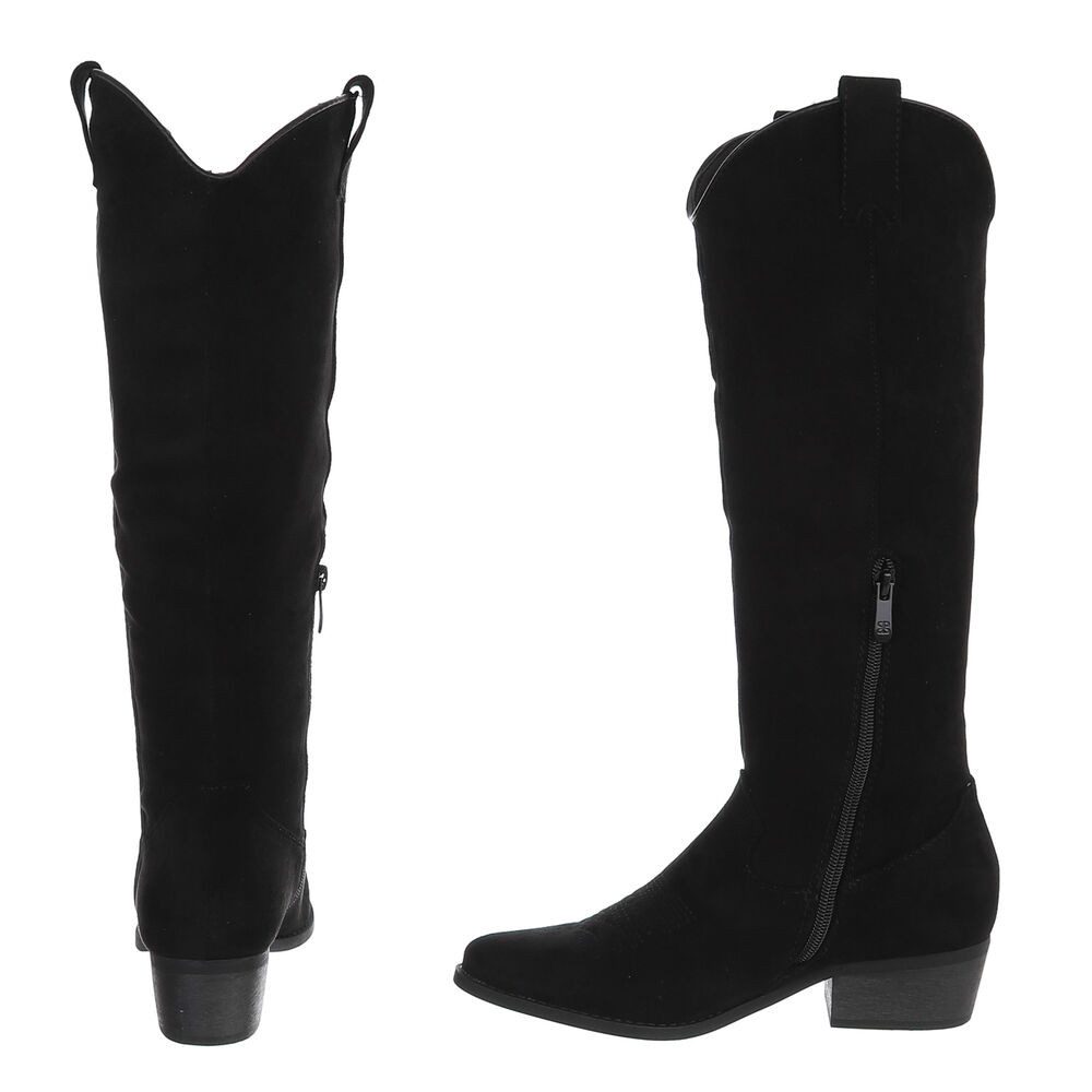 Ital-Design Damen Kniestiefel Western-Optik Blockabsatz Westernstiefel (92078632) Blockabsatz Stiefel in Schwarz – Bild 5 von 5