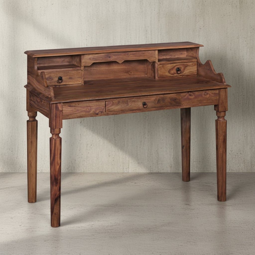 KADIMA DESIGN Schreibtisch Landhaustisch aus massivem Edelholz 115 cm Vintage-Look Esstisch