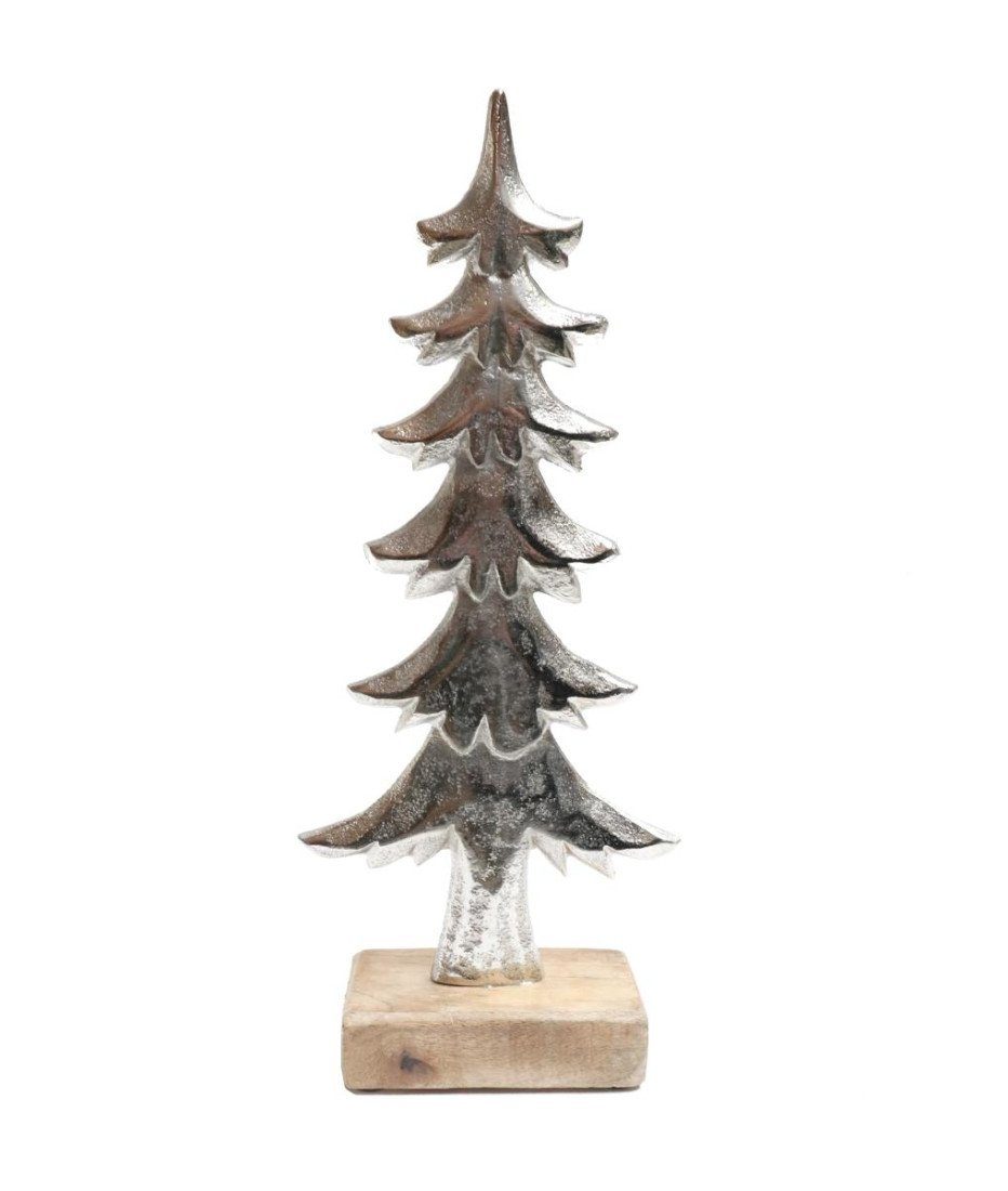 PassionMade Weihnachtsfigur Weihnachtsdeko Tanne Tannenbaum Holz Metall  silber modern Deko 1018 (1 Weihnachtsdekofigur, 1 St., 1 Dekofigur  Tannenbaum), Elegante Weihnachtsbaum Skulptur