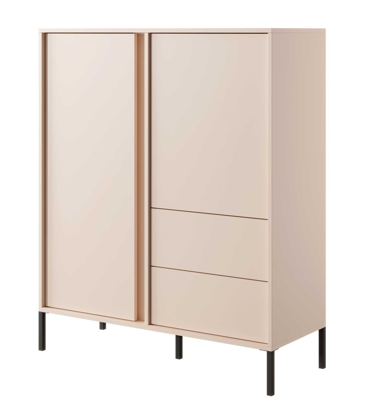 Feldmann-Wohnen Highboard Dast (mit Türen, mit Einlegeböden, mit Schubladen, 1 St., moderne Optik, mit Türen, mit Schubladen), 103x39,5x123cm 2-türig beige