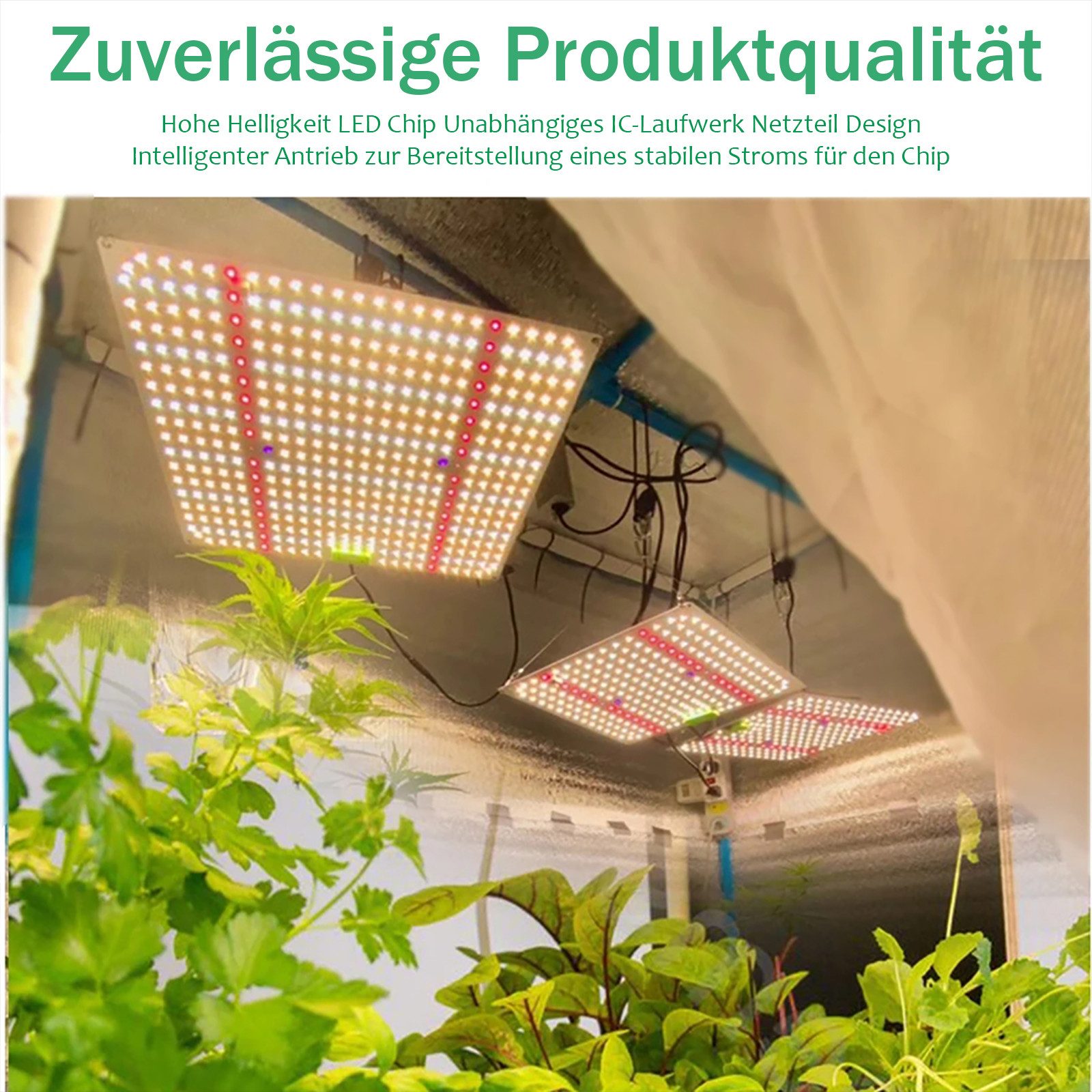 Jibenhome Pflanzenlampe PPFD LED Pflanzenlampe Vollspektrum mit UV IR, Ultradünn, Ruhig, 85W, 120W/150W Dimmbare Wachstumslampe für Zimmerpflanzen, Gemüse, Blume