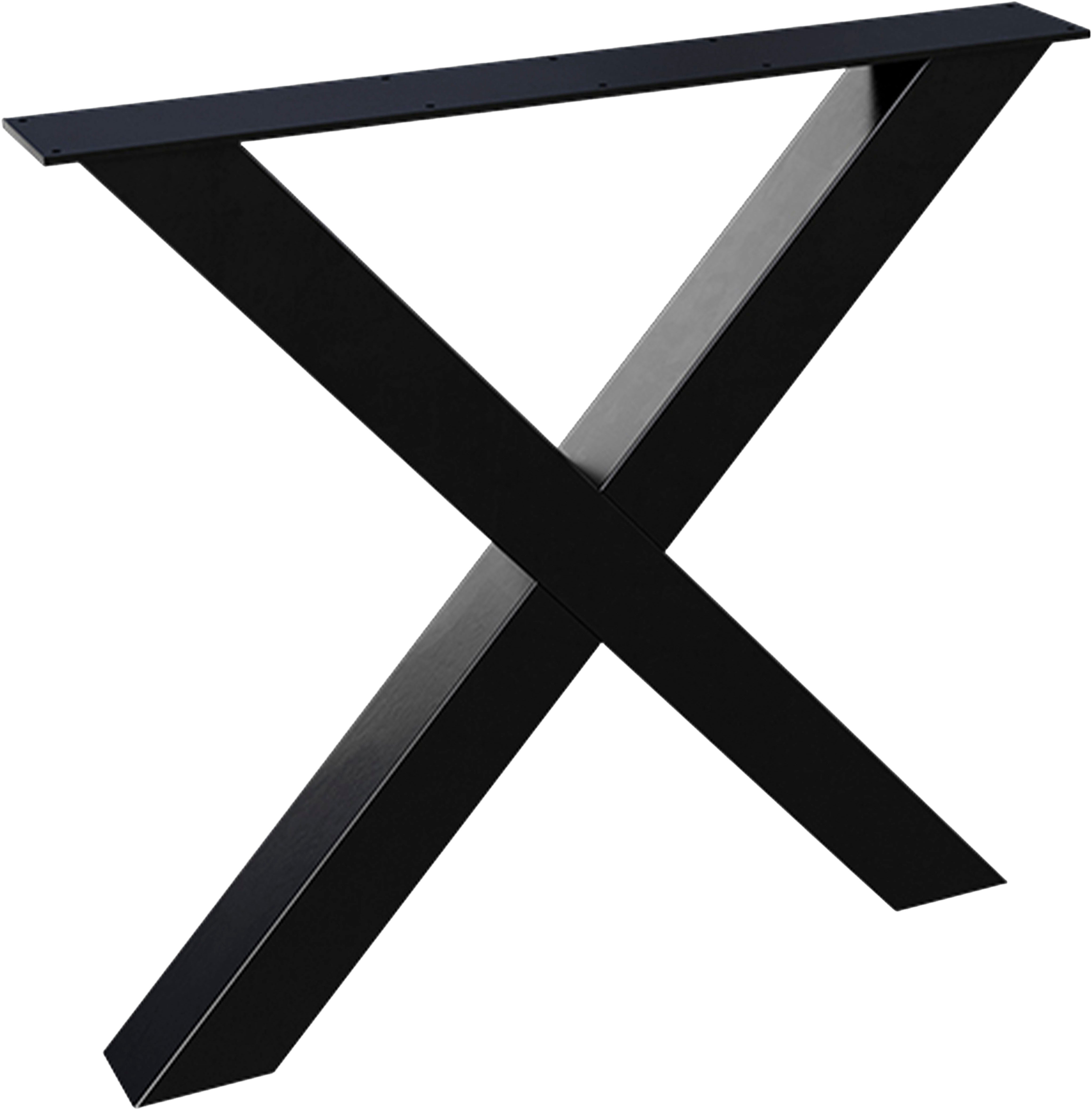WOOOD Tischbein Tablo Alkmaar Metall mit Pulverbeschichtung B 79 x T 10 x H 72 cm, Tragkraft 50 kg, Schweres Gestell 8x8 cm, einfach zu montieren
