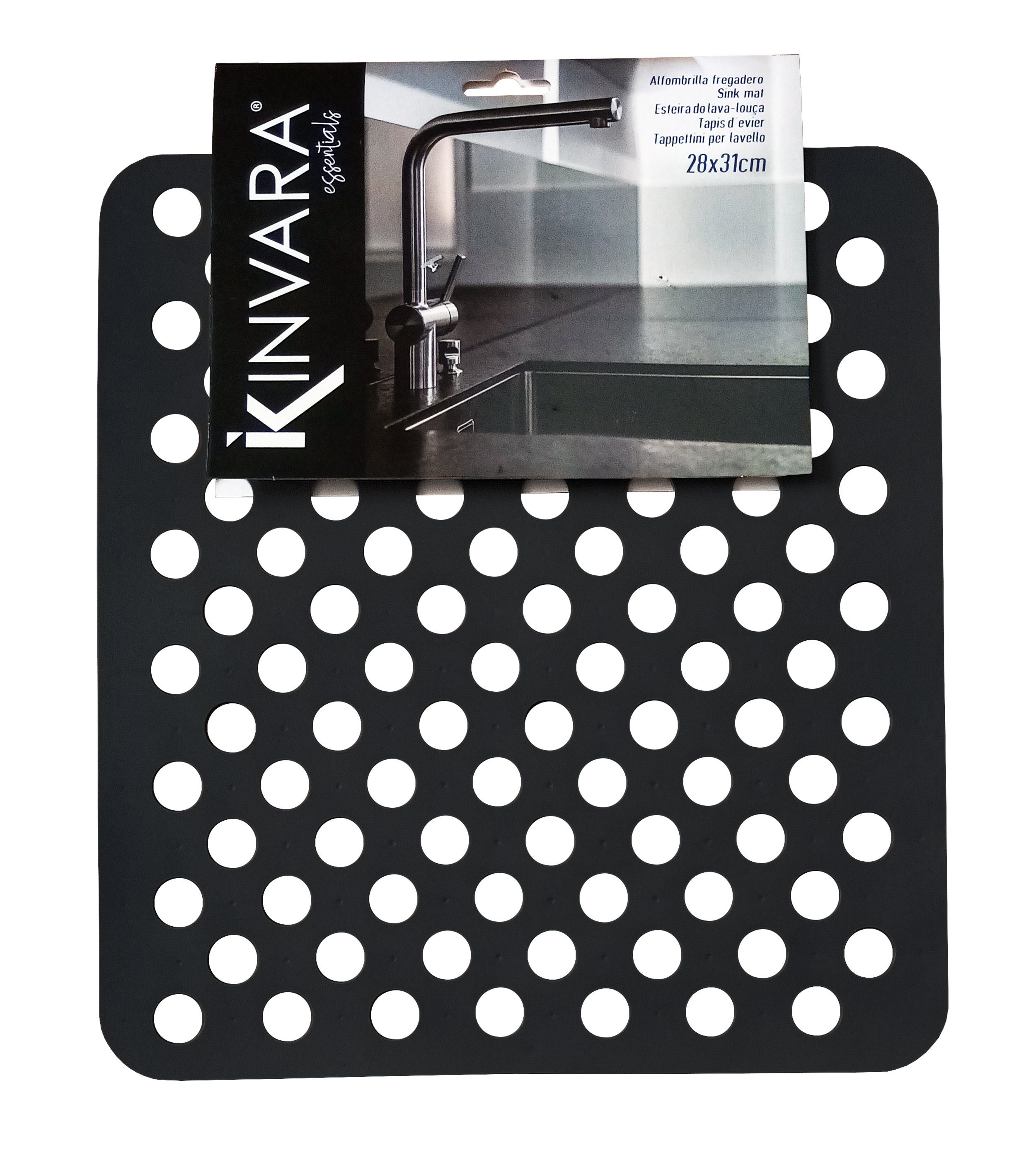 KINVARA Abtropfmatte SPÜLBECKEN EINLAGE 31x28cm eckig Spülbeckenmatte Matte 55 (Schwarz), Spülbeckeneinlage Abtropfmatte Spülmatte