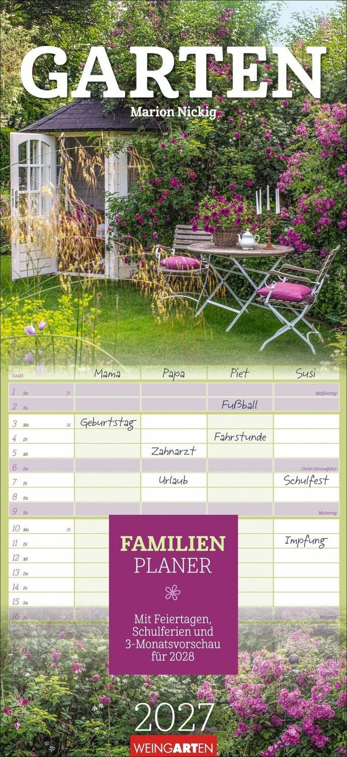 Familienkalender Garten Familienplaner 2027