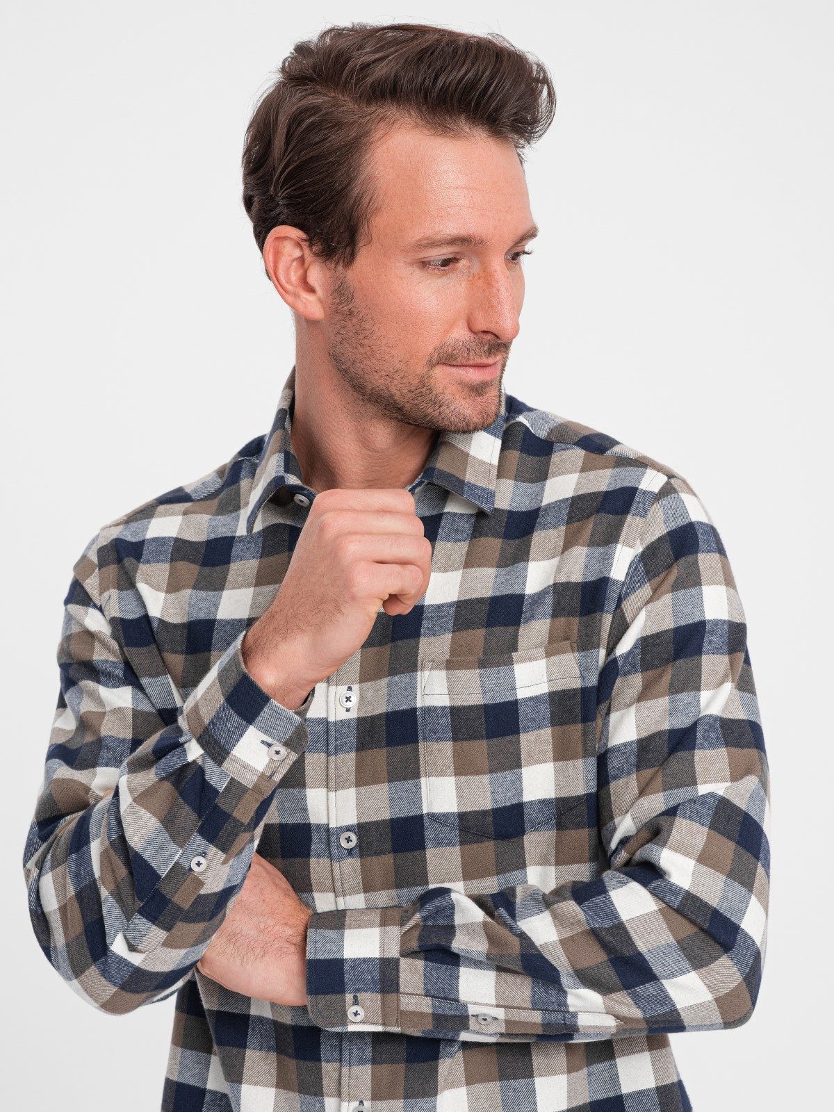 OMBRE Flanellhemd Klassisches Herrenhemd aus kariertem günstig online kaufen