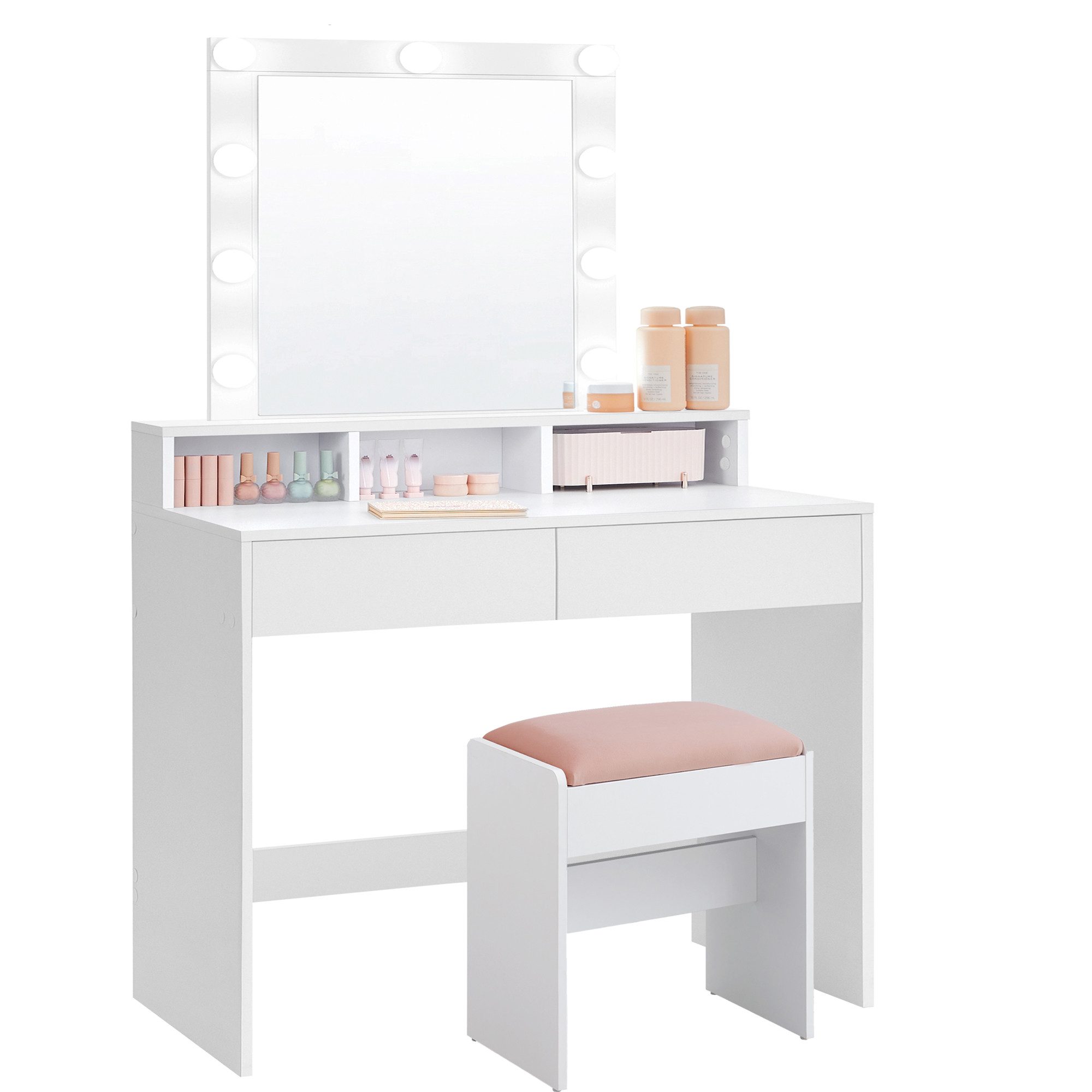 VASAGLE Schminktisch Kosmetiktisch mit LED-Beleuchtung, einstellbare Hellig günstig online kaufen