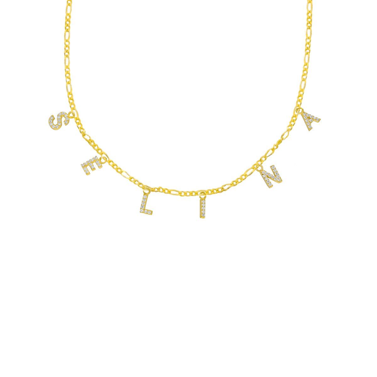 KARDELEN Choker CHOCKER NAMENSKETTE MIT ZIRKONIA STEIN 925 Silber Halskette mit Zirkonia Buchstaben