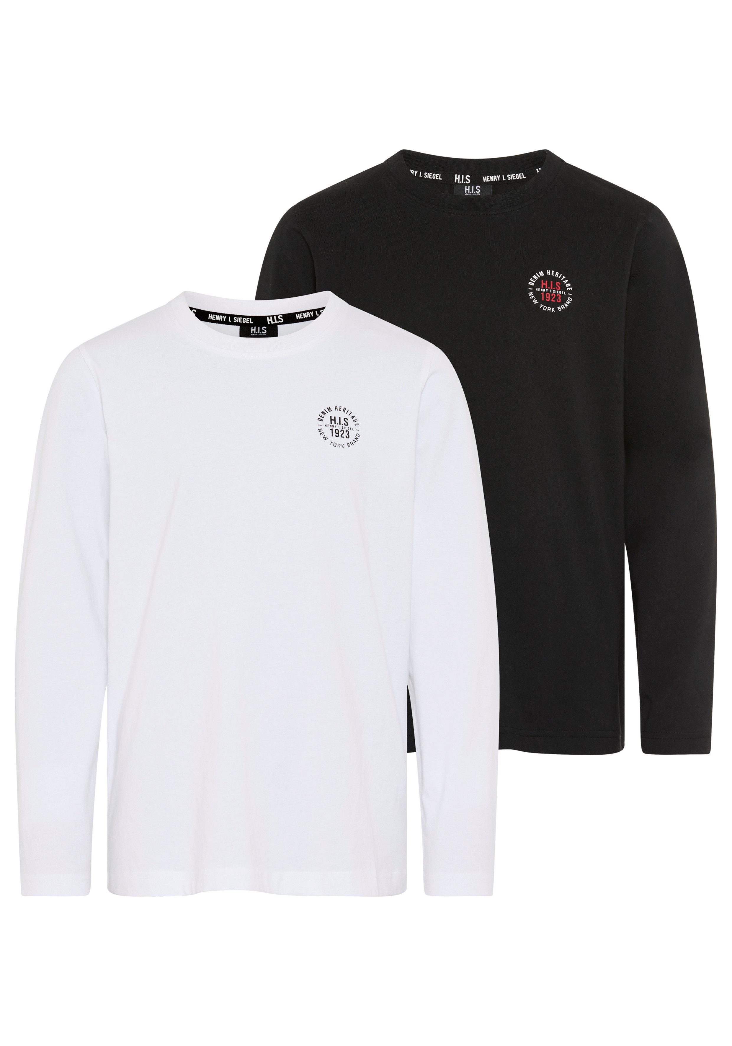 H.I.S Langarmshirt 2er Pack Shirts mit Logoprint für Jungen (Packung, 2-tlg., 2) Für TEENS. 2er Pack Shirts