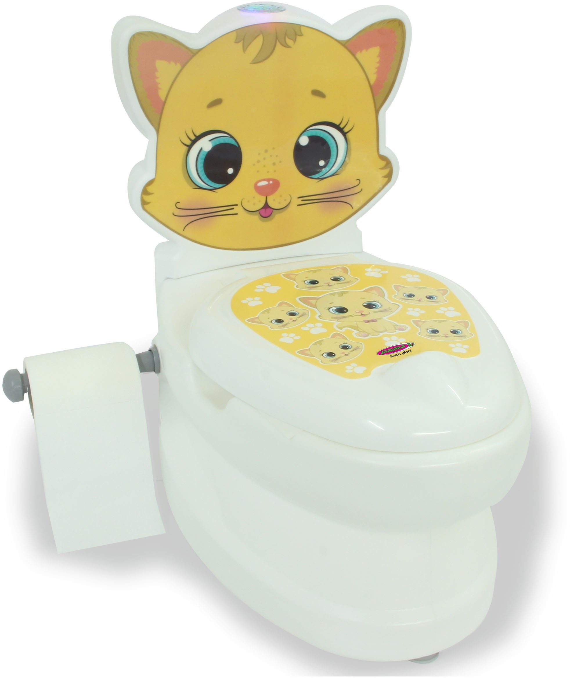 Jamara Toilet Trainer My Little Toilet, Cat, with Flushing Sound and Toilet Paper Holder