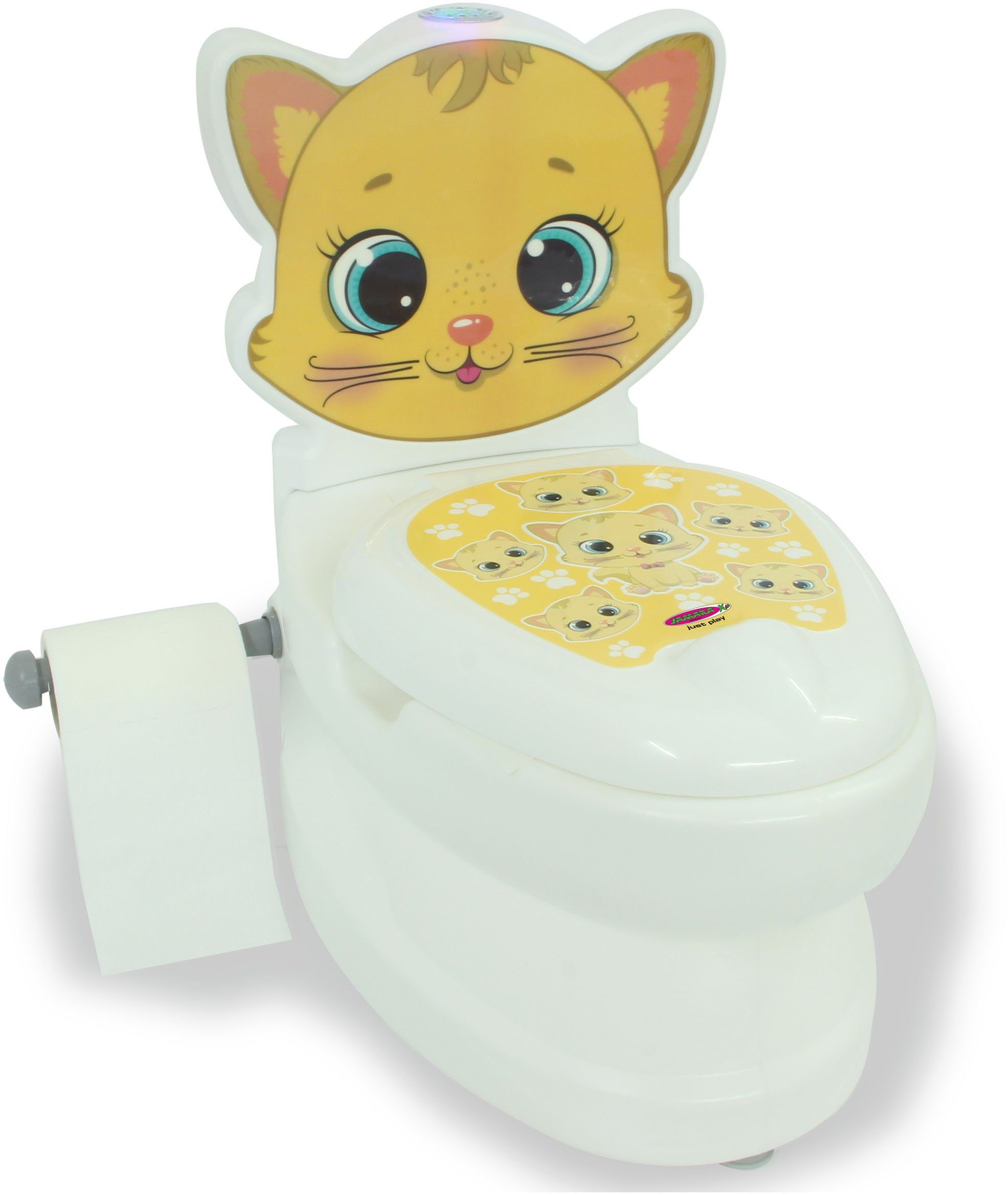 Jamara Toilettentrainer Meine kleine Toilette, Katze, mit Spülsound und  Toilettenpapierhalter, Behältnis kann zur Reinigung separat herausgenommen  werden