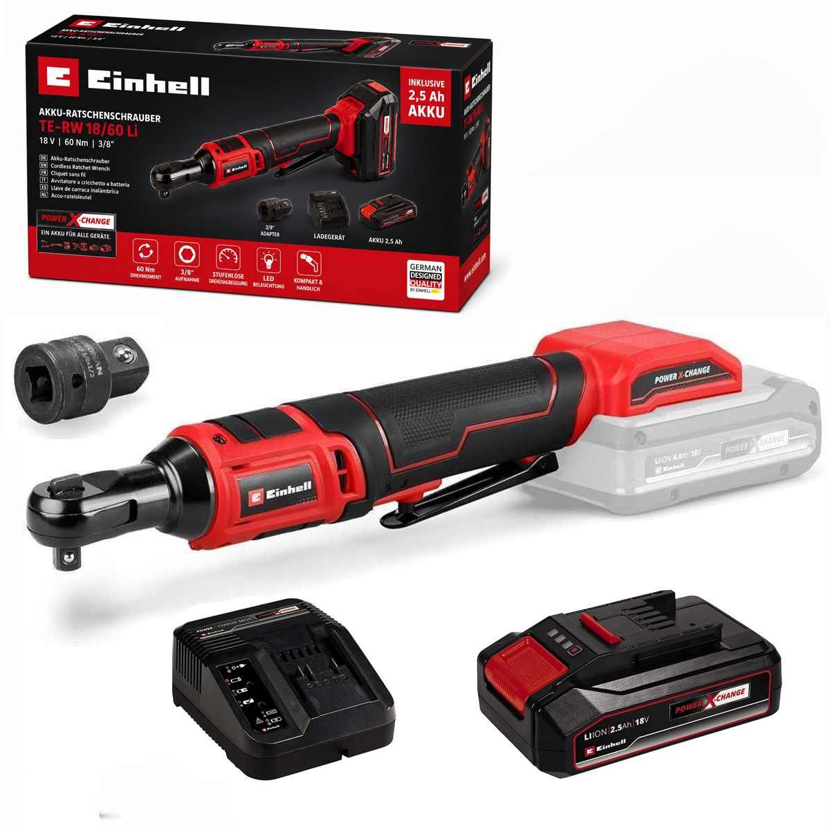 Einhell Akku-Ratschenschrauber Akku-Ratschenschrauber TE-RW 18/60 Li 18 V, 60 Nm, 3/8" Akku 2,5 Ah
