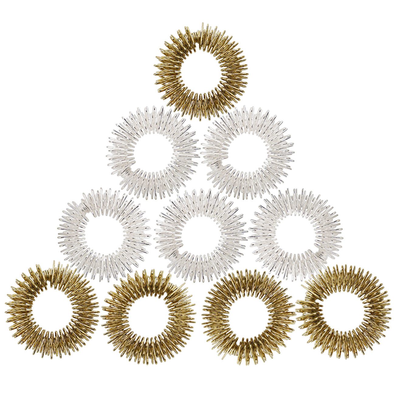 Casativo Shiatsu-Akupressurgerät Akupressurringe Massageringe Fingermassage 10er Set Gold/Silber Ring, 10-tlg., für Vitalität, Leistung & Wohlbefinden - Edelstahl - Einheitsgröße