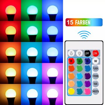 MAVURA LED-Leuchtmittel FIREFLY RGB Birne Farbwechsel Lampe Bunte LED Glühbirne, Dimmbar Glühlampe & IR Fernbedienung